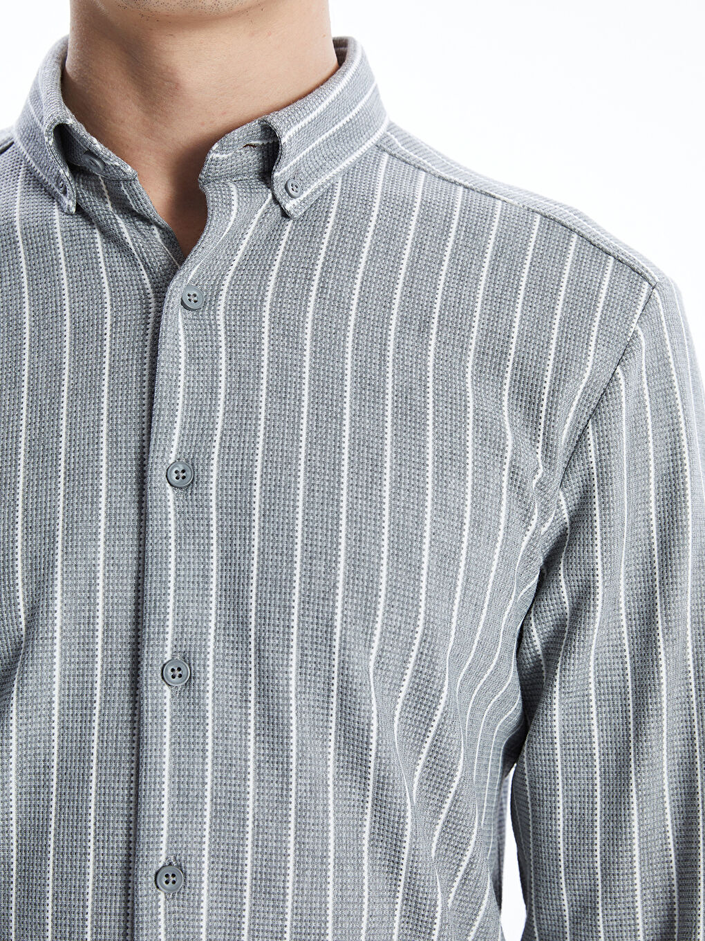 SOUTHBLUE Slim Fit Long Sleeve Striped Men's Shirt -W4I311Z8-LFY