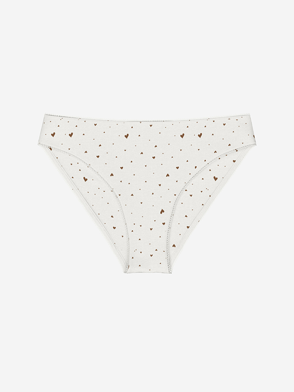 Ekru Kalp Baskılı Bikini Külot