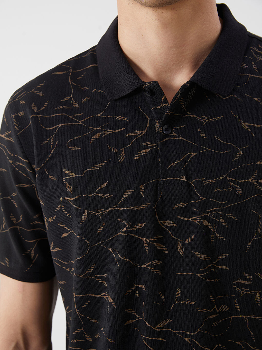 Polo Neck Patterned Pique Men's T-Shirt-2