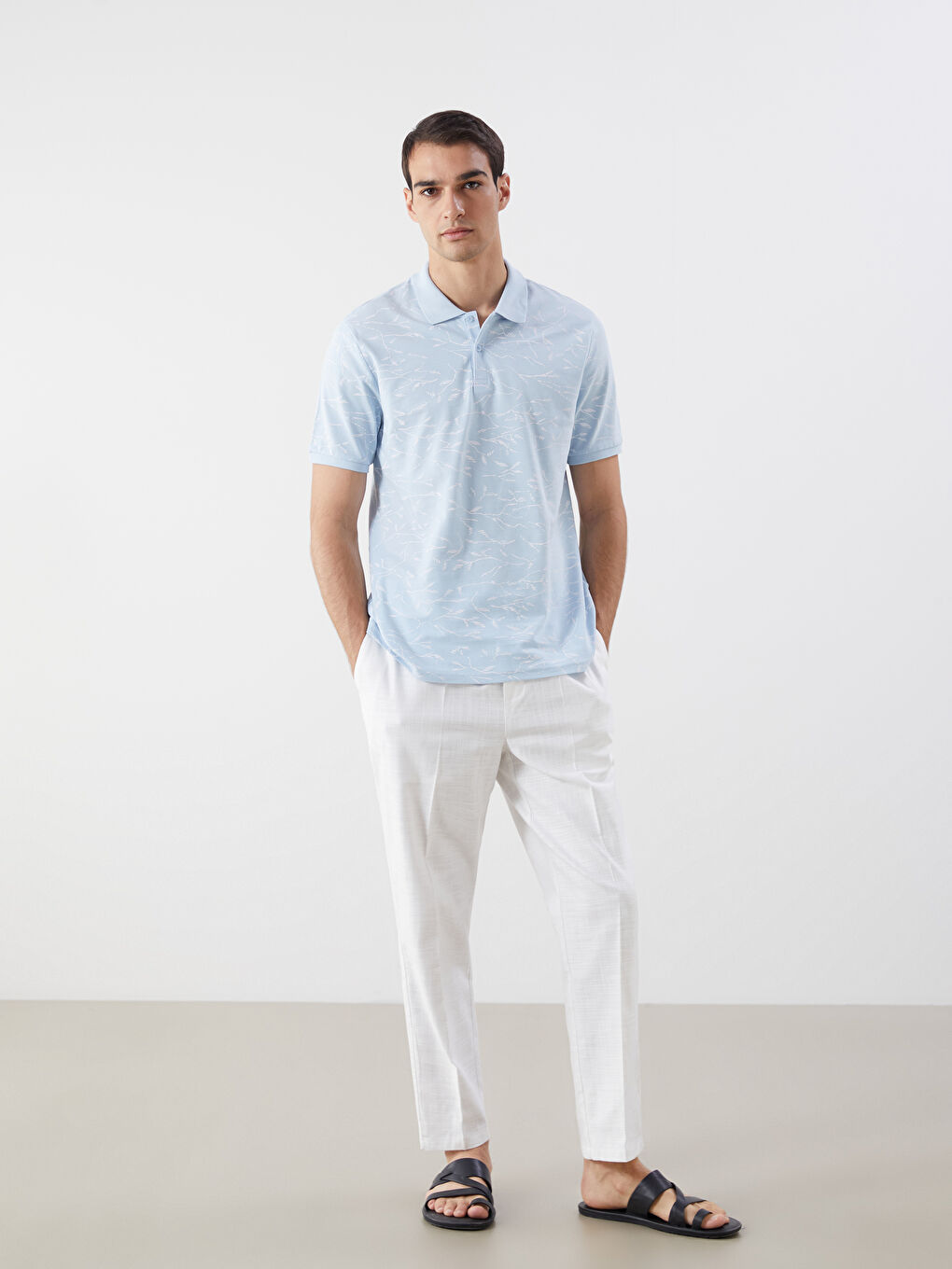 Polo Neck Patterned Pique Men's T-Shirt-1