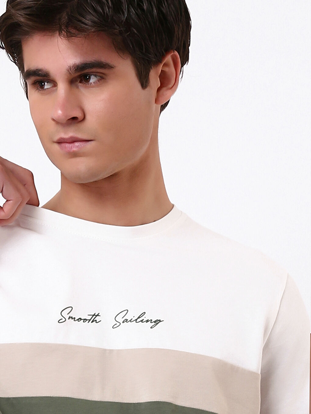 Crew Neck Short Sleeve Color Block Men's T-Shirt-2