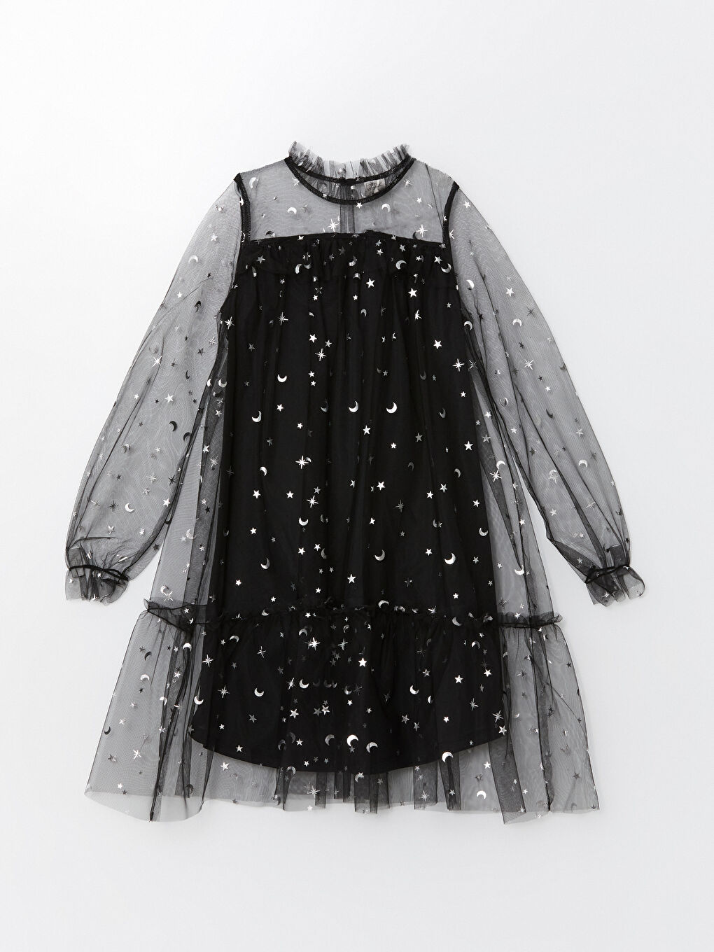 Printed Tulle Girls' Short Dress -S52133Z4-LQJ