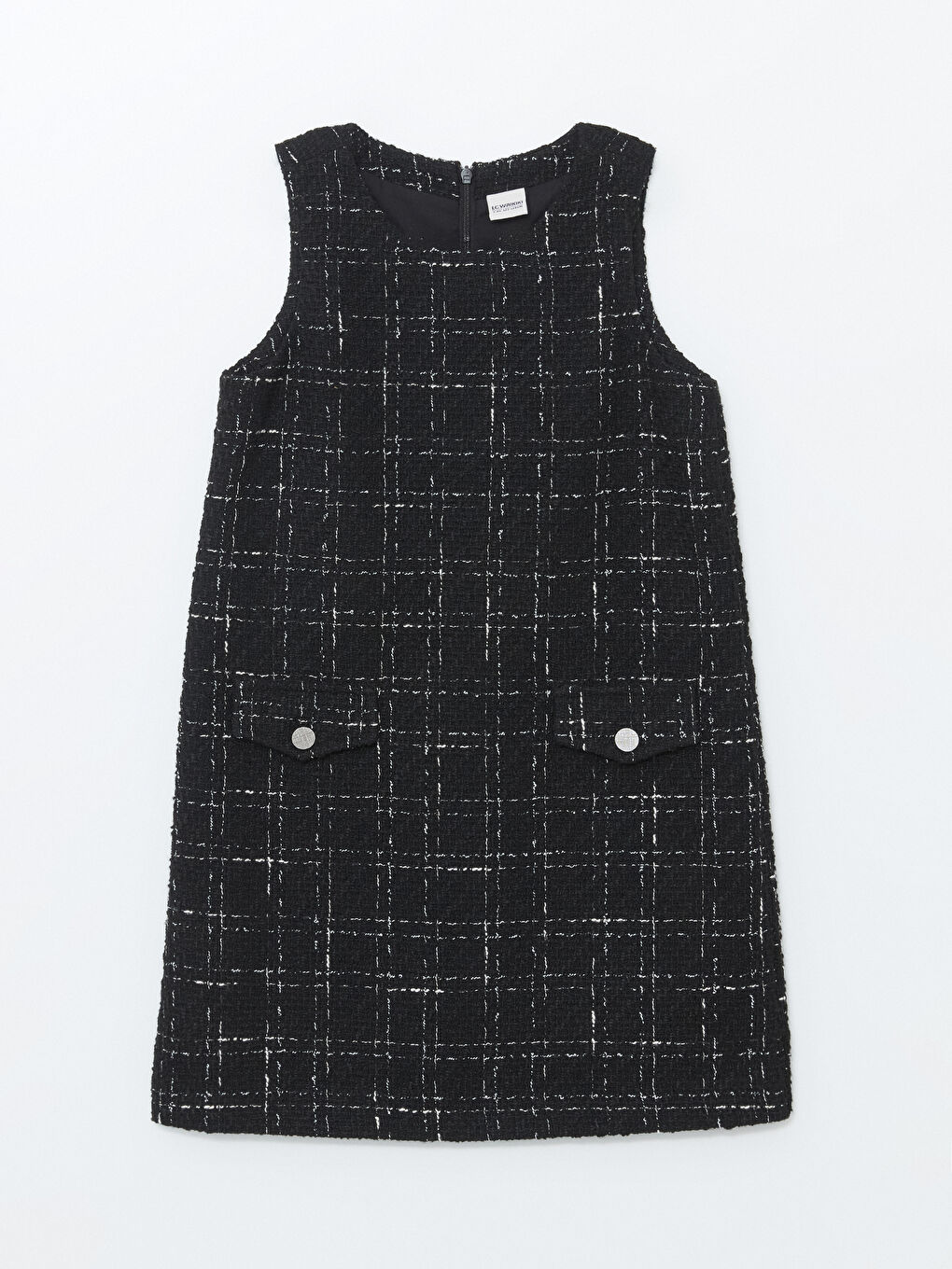 Crew Neck Girls' Tweed Dress -S52161Z4-LKX