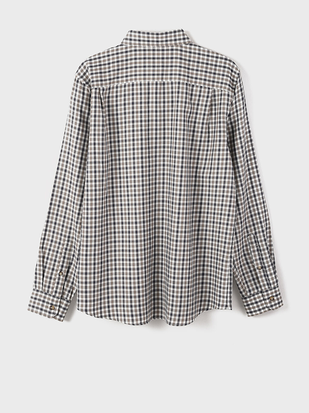 قميص كاروهات كم طويل عادي للرجال-1