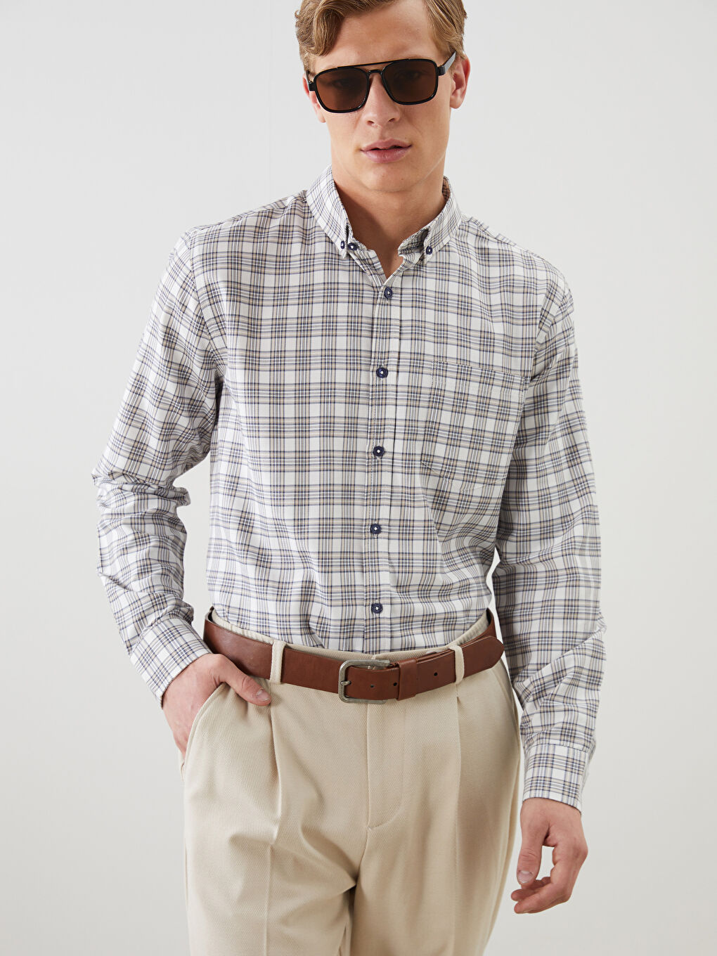 LCWAIKIKI Classic Regular Fit Long Sleeve Plaid Men's Shirt -S52165Z8-LN6