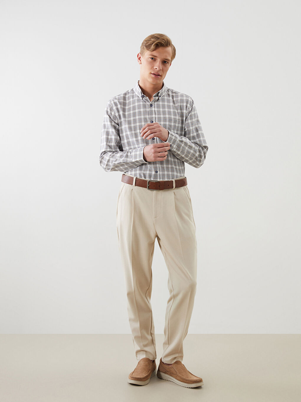 LCWAIKIKI Classic Regular Fit Long Sleeve Plaid Men's Shirt -S52165Z8-LN6