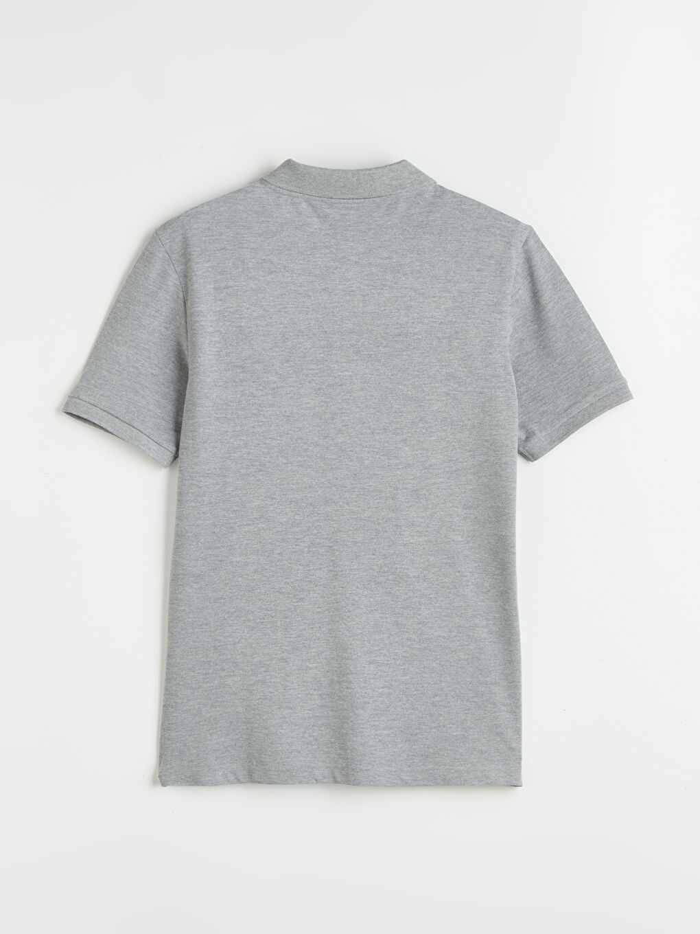 Gri Polo Yaka Kısa Kollu Pike Erkek Tişört-5