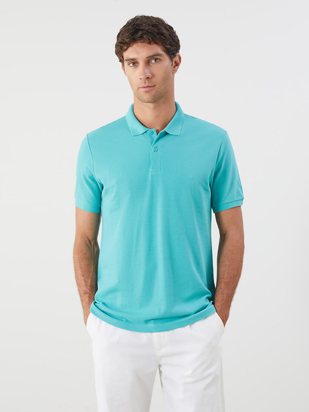 LCWAIKIKI كلاسيك تیشێرت پۆڵۆ یه‌خه‌ی قۆڵ كورت پیکێ بۆ پیاوان -S52213Z8-GGT