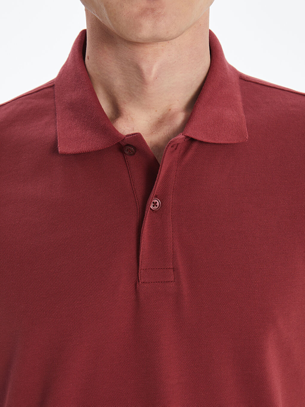 Kırmızı Polo Yaka Kısa Kollu Pike Erkek Tişört-2