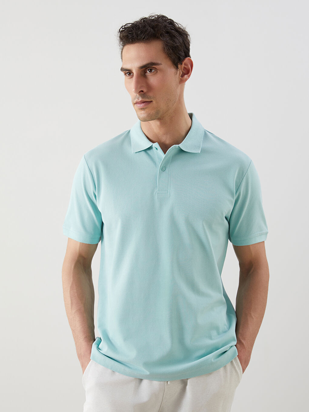 Polo Neck Short Sleeve Pique Men's T-Shirt -S52213Z8-Z3S