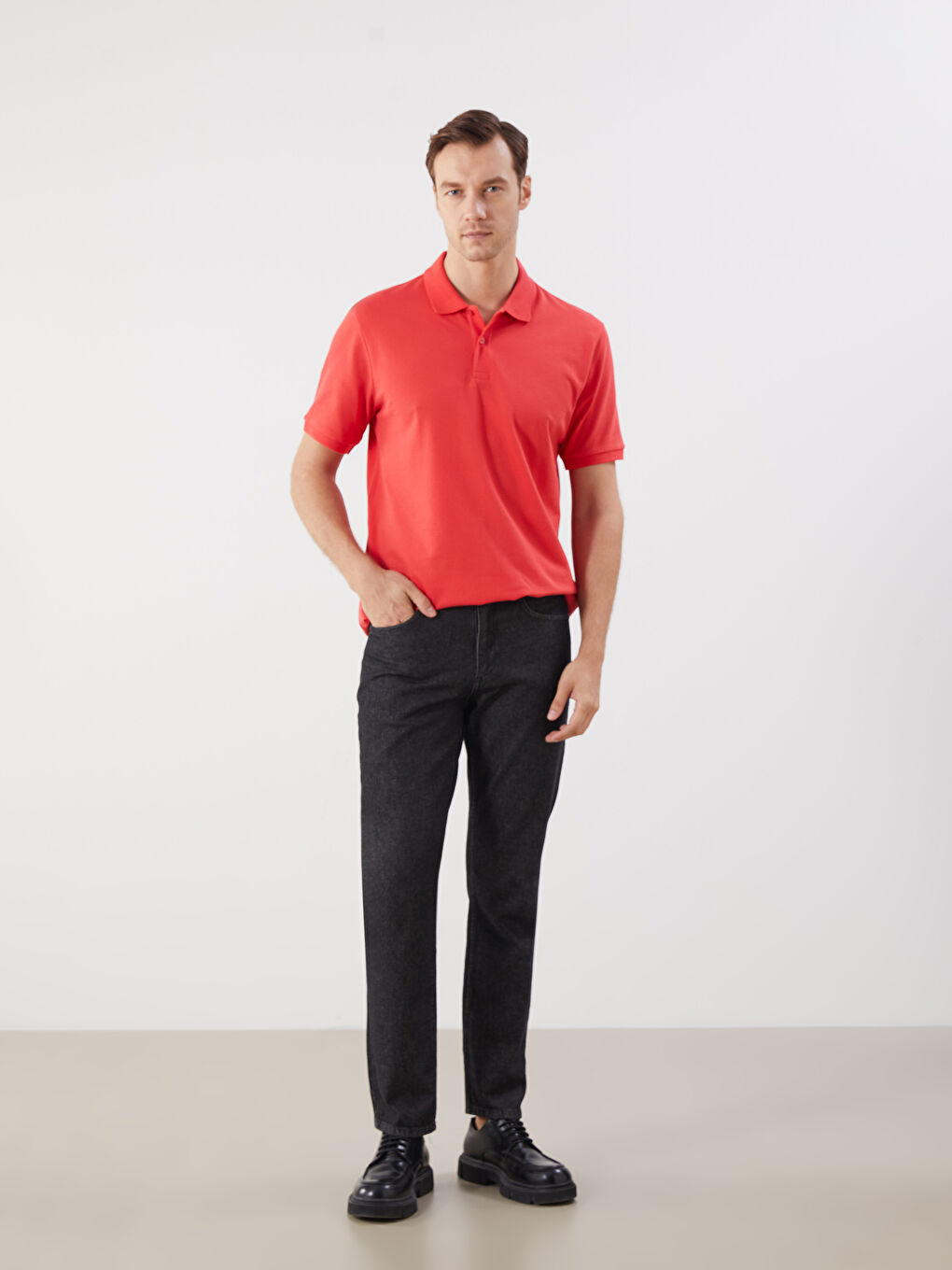 Polo Neck Short Sleeve Pique Men's T-Shirt -S52213Z8-ZSU