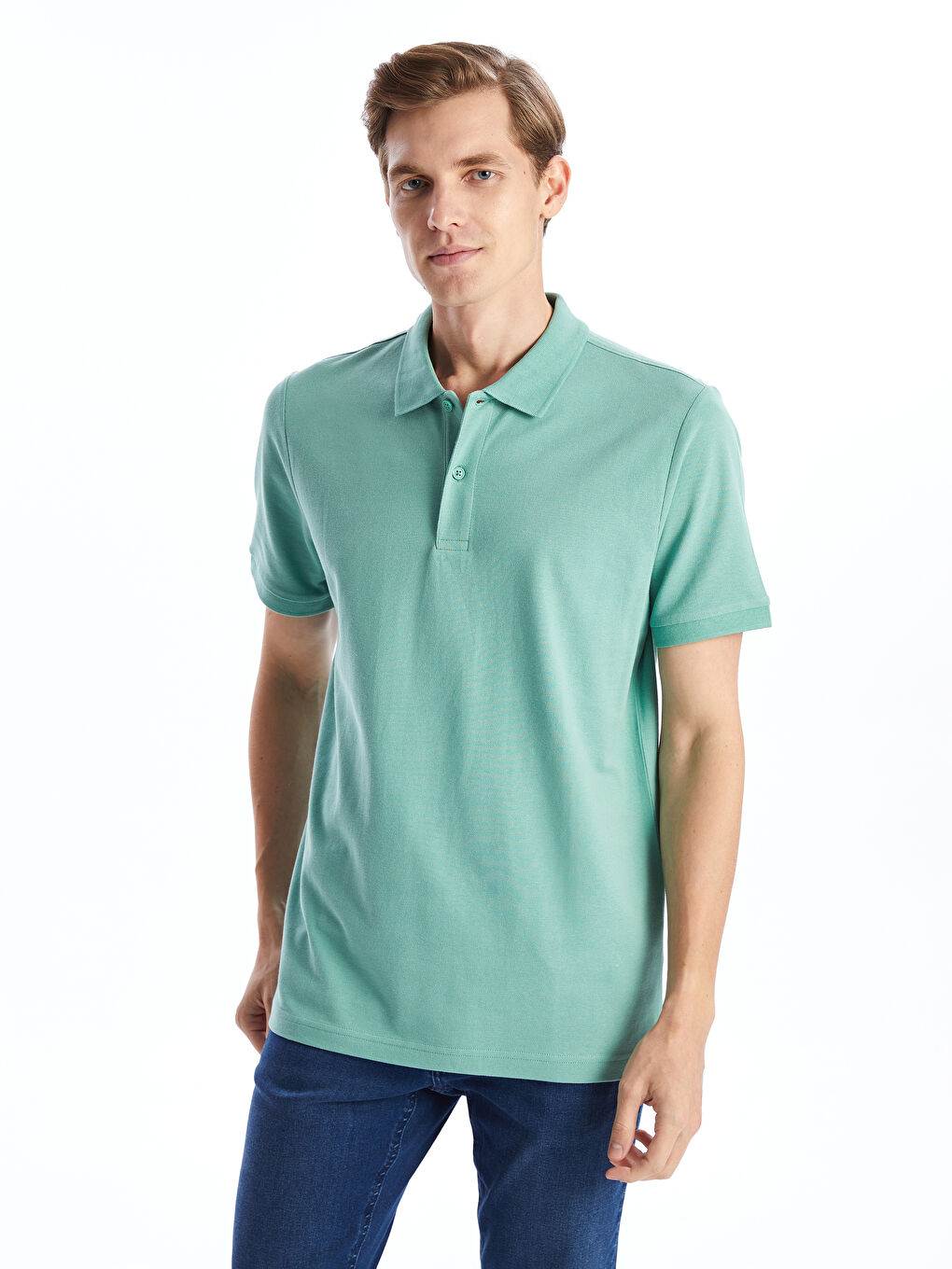 Polo Neck Short Sleeve Pique Men's T-Shirt -S52213Z8-GLR