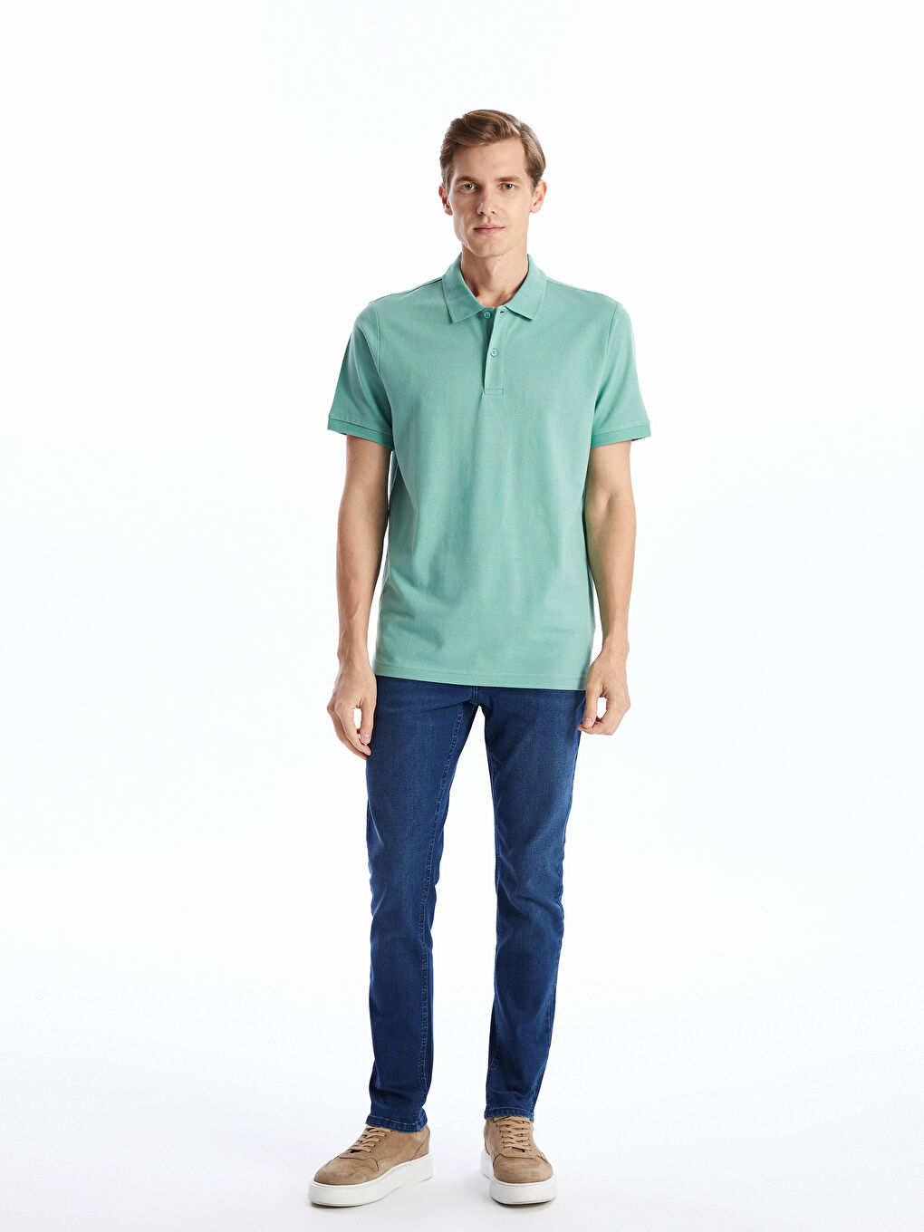 Polo Neck Short Sleeve Pique Men's T-Shirt -S52213Z8-GLR