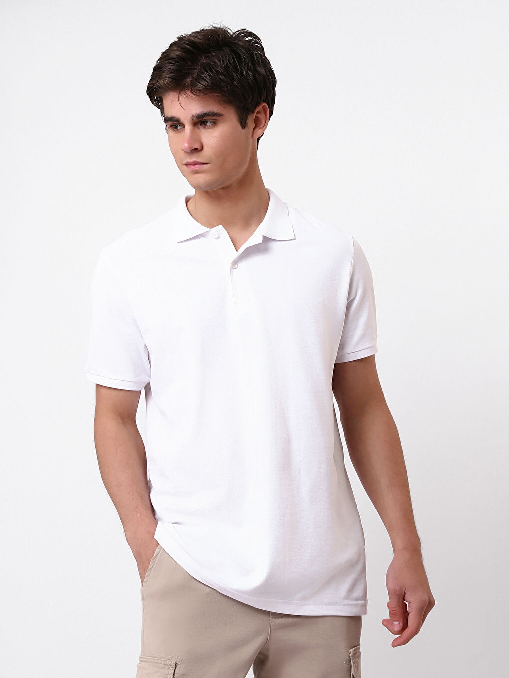 Polo Neck Short Sleeve Pique Men's T-Shirt -S52213Z8-Q6K