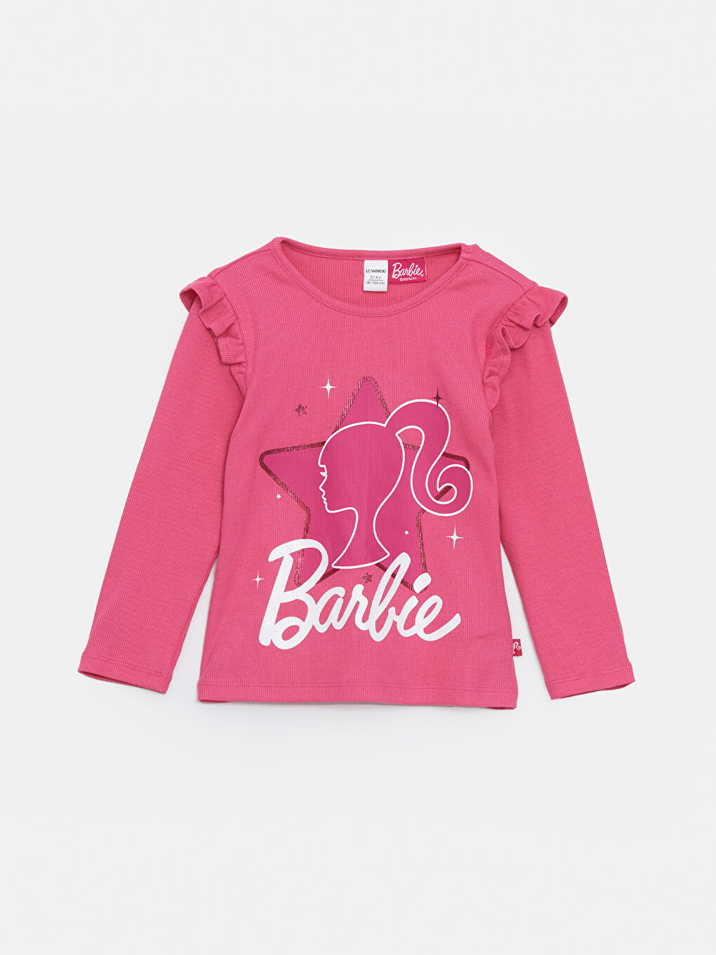 Crew Neck Barbie Printed Cotton Girls' T-Shirt -S52214Z1-GQW