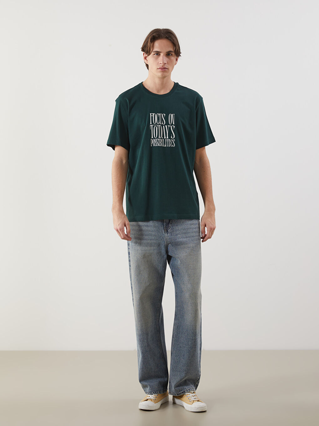 T-shirt en Jersey Imprimé à Col Rond pour Hommes-1