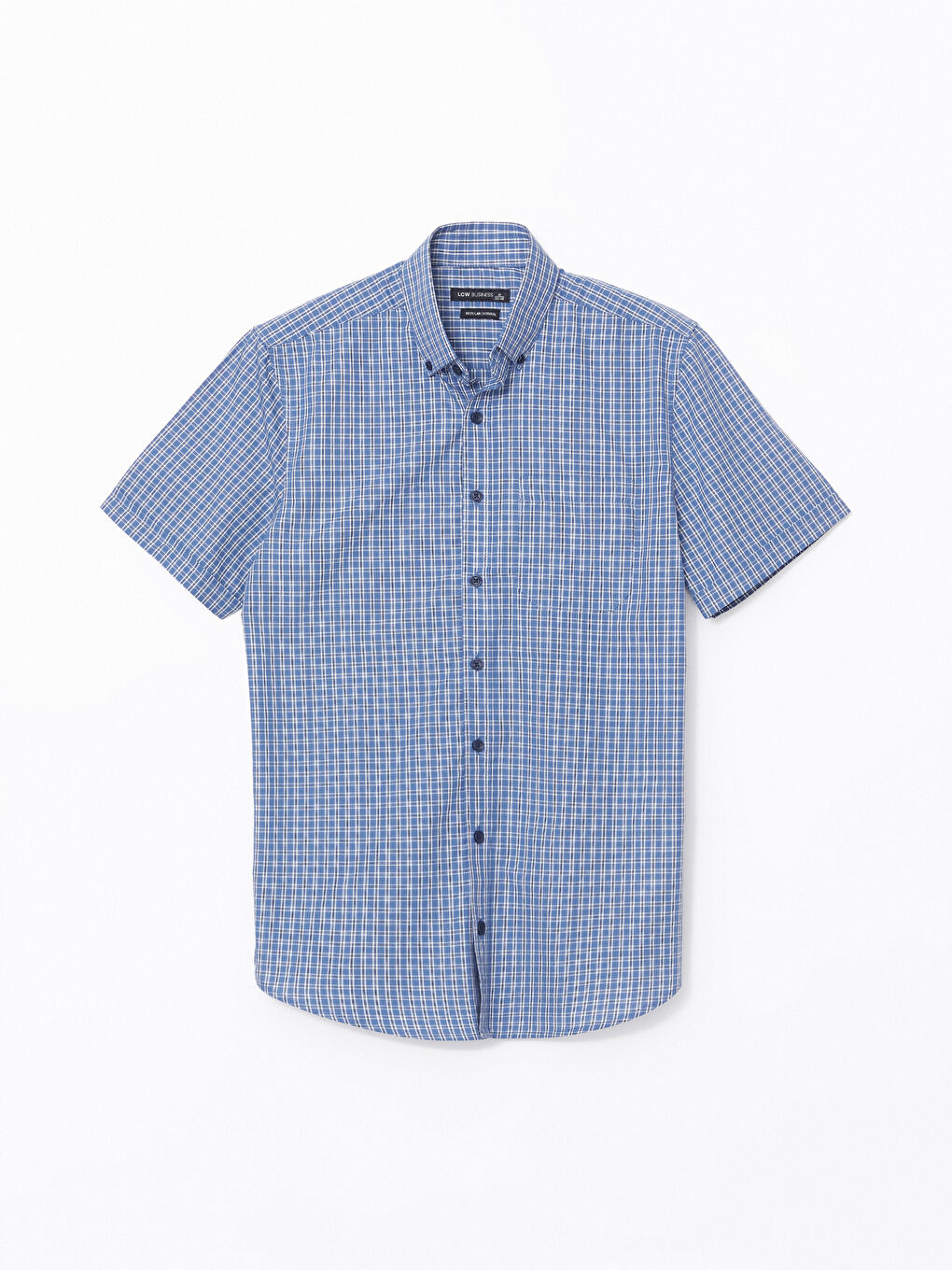 Regular Fit Short Sleeve Plaid Poplin Men's Shirt -S52238Z8-LMR