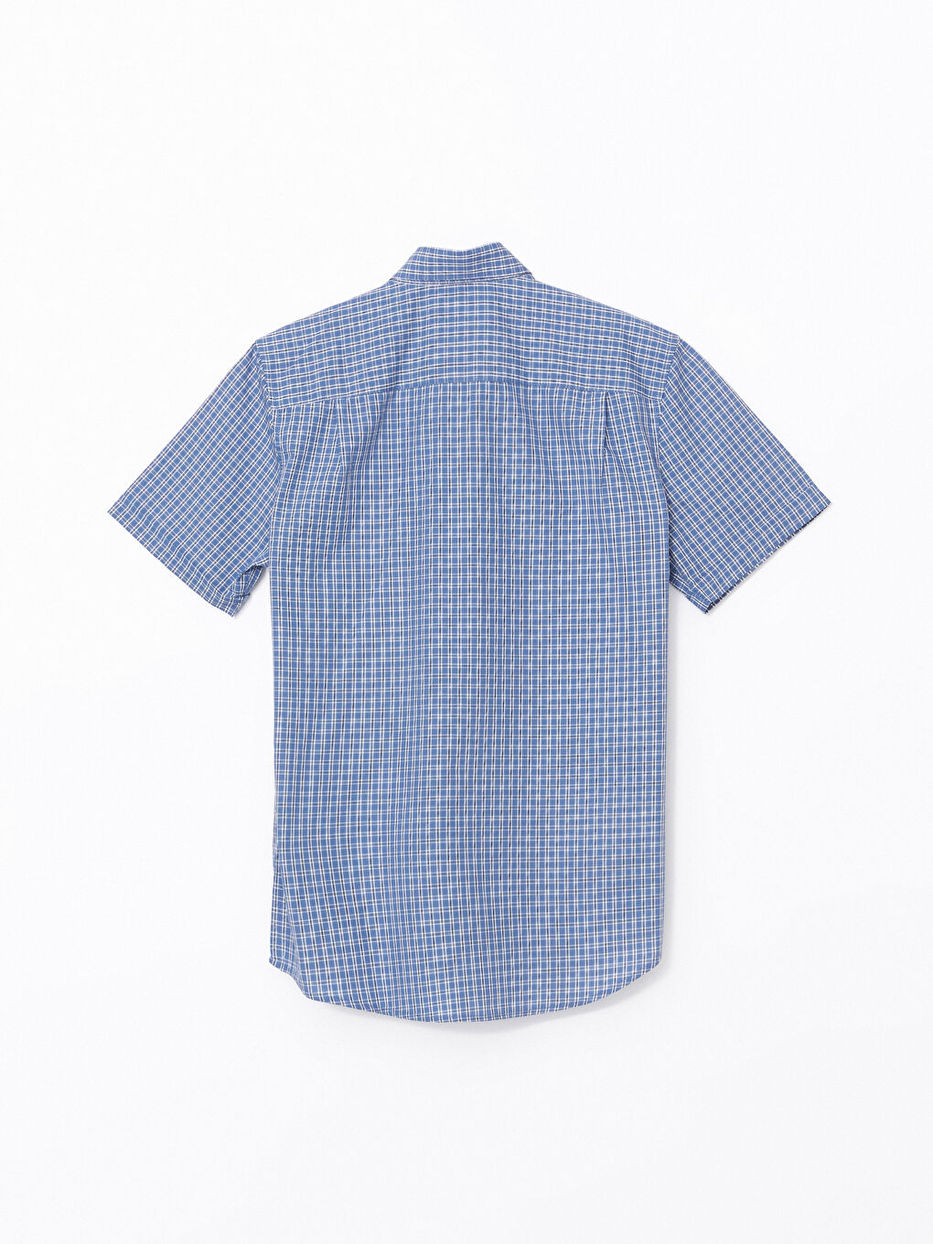 Regular Fit Short Sleeve Plaid Poplin Men's Shirt -S52238Z8-LMR