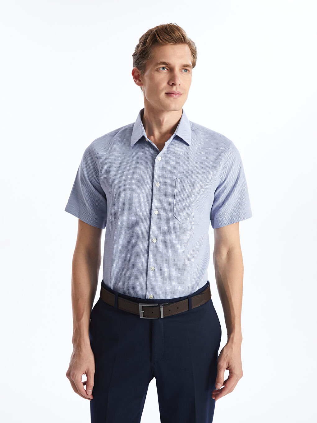 Regular Fit Short Sleeve Dobby Men's Shirt -S52239Z8-RYN
