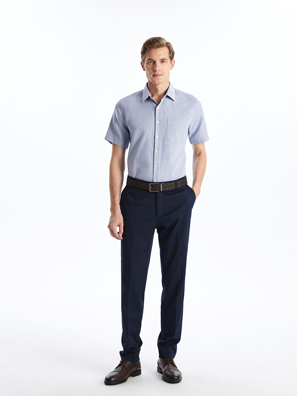 Regular Fit Short Sleeve Dobby Men's Shirt -S52239Z8-RYN