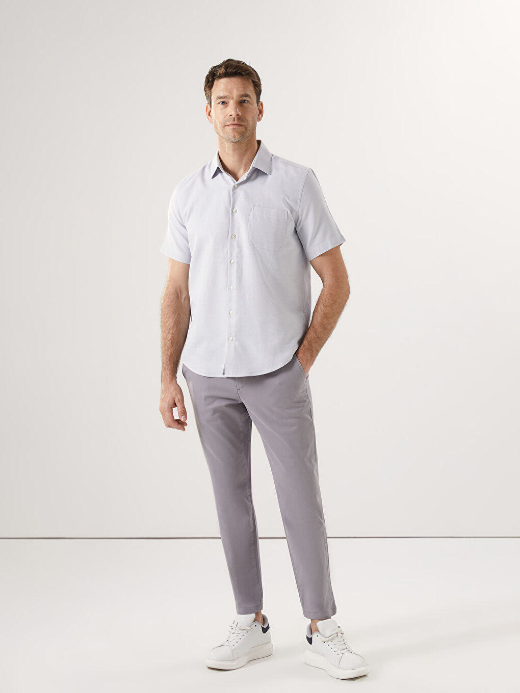 Regular Fit Short Sleeve Dobby Men's Shirt -S52239Z8-Y0B