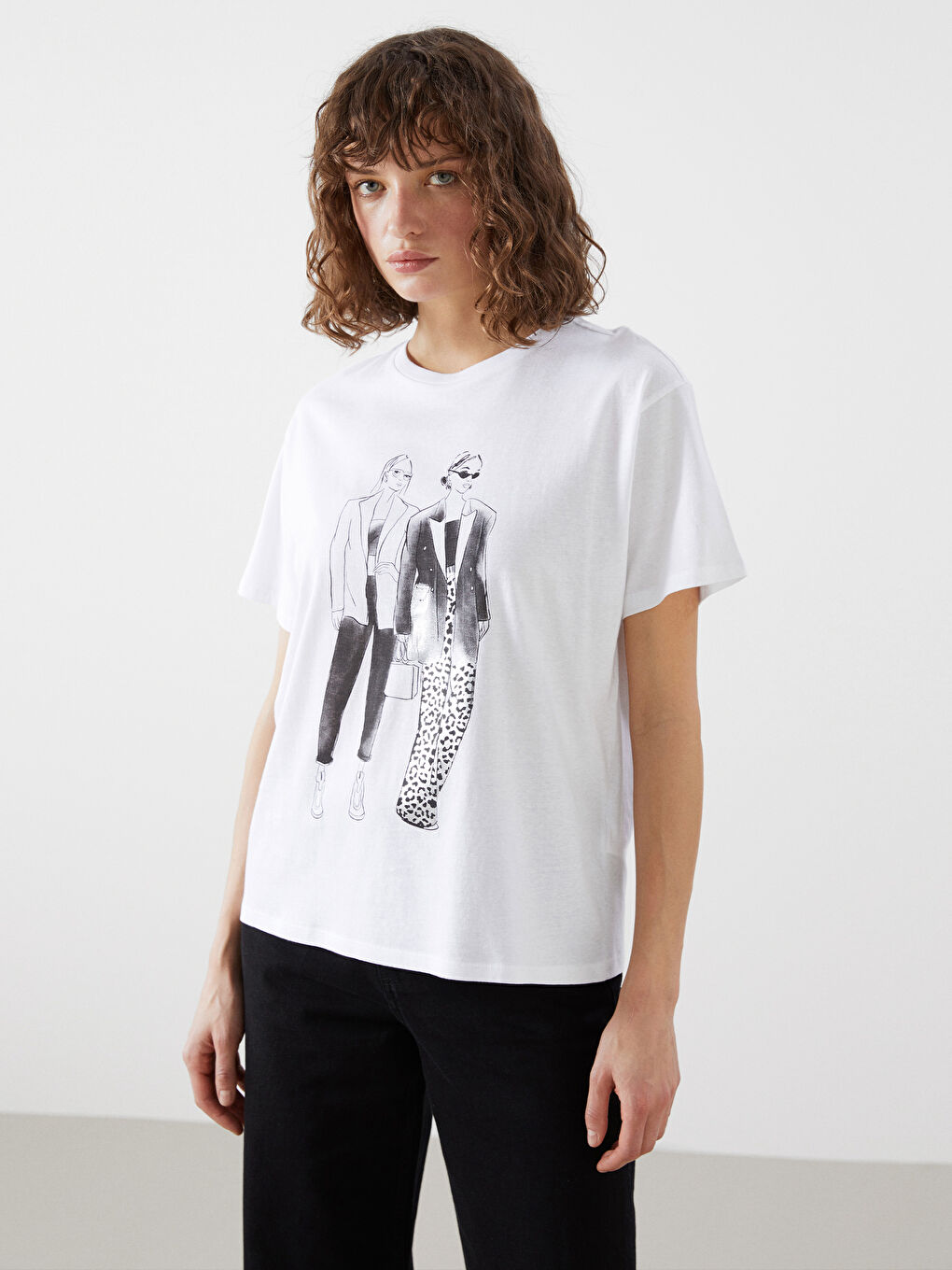 T-shirt Imprimé à Col Rond pour Femmes