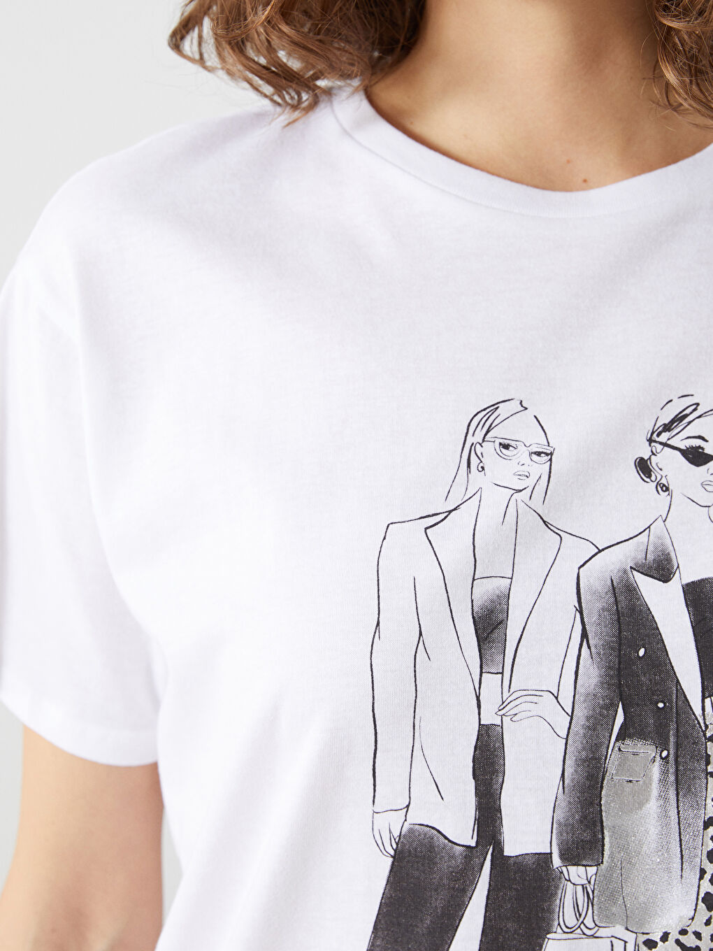 T-shirt Imprimé à Col Rond pour Femmes-2