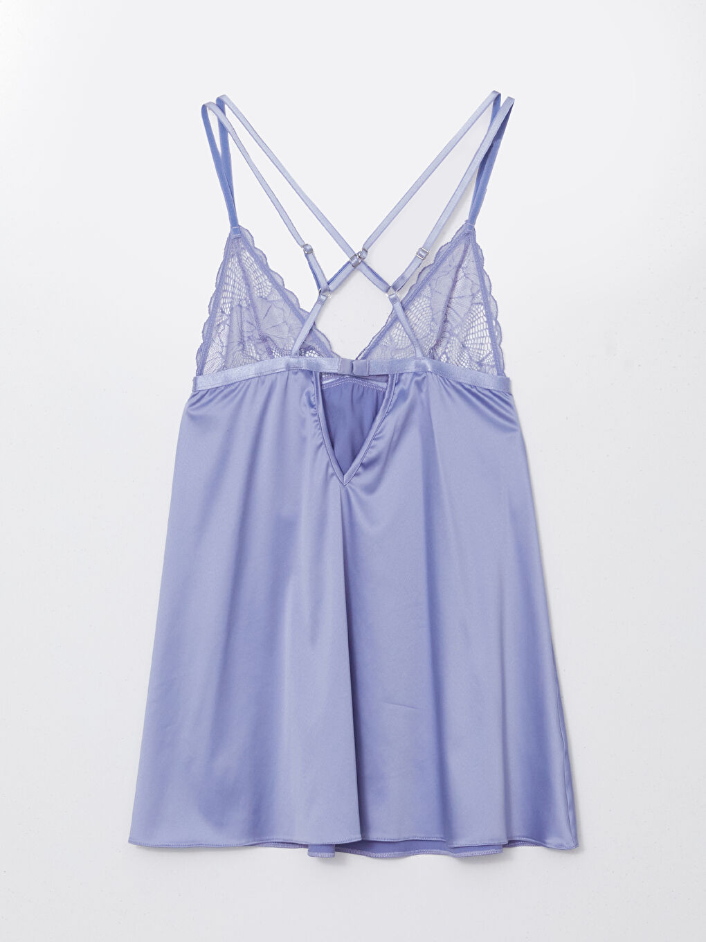 V Neck Lace Detailed Satin Women's Fancy Nightdress -S52323Z8-GTR