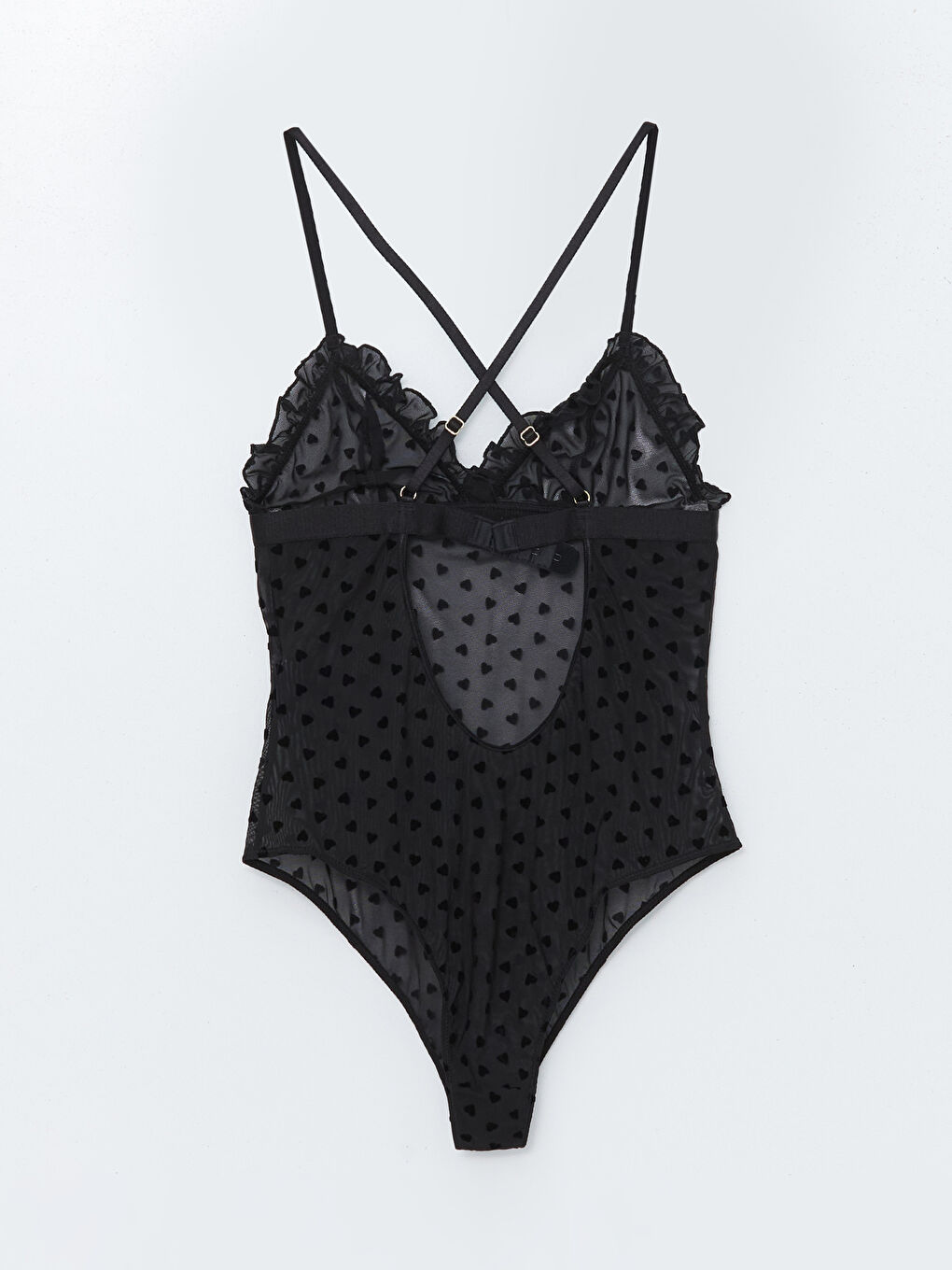 V-Neck Heart Patterned Strappy Women's Bodysuit -S52331Z8-CVL