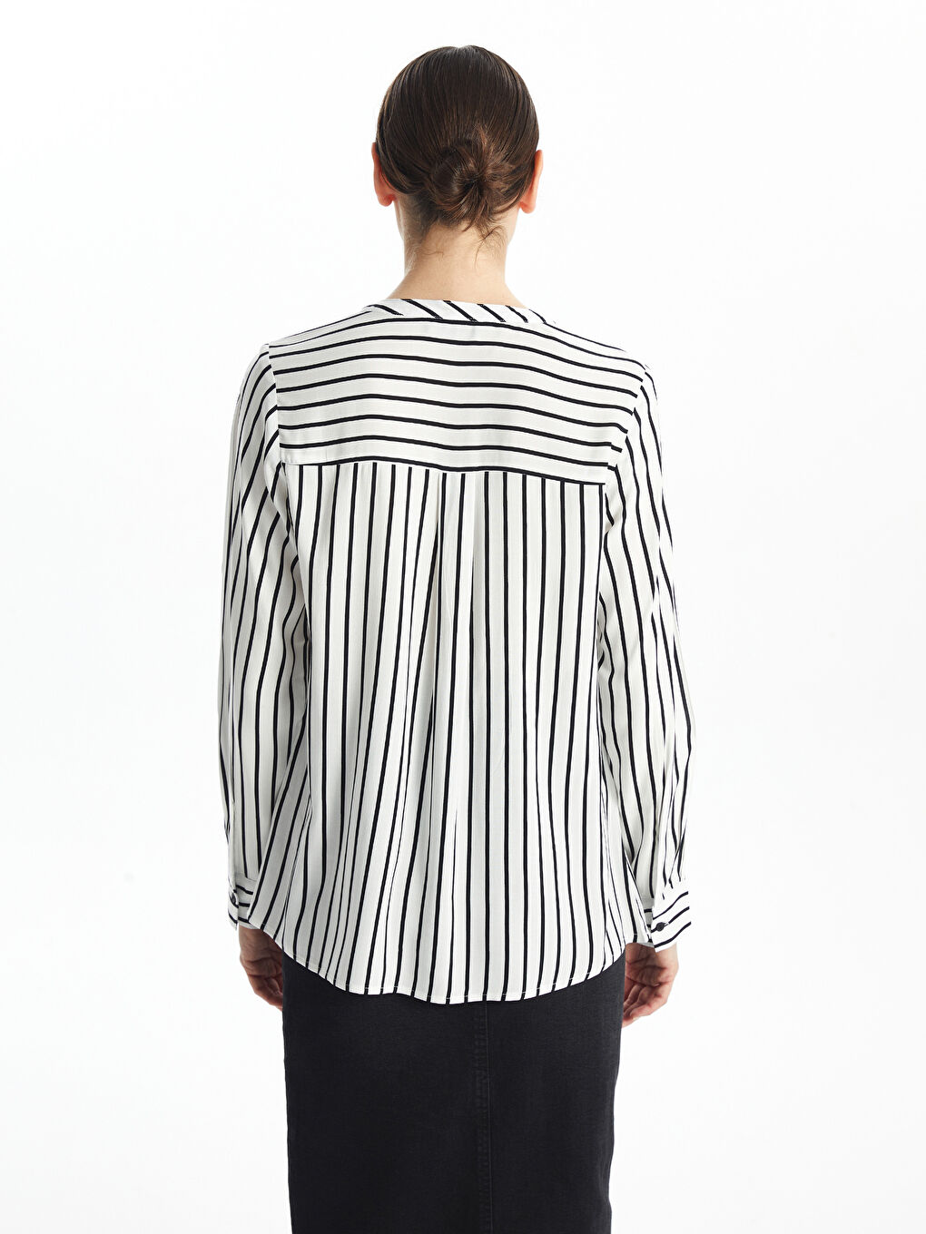 Notch Neck Striped Women's Blouse -S52363Z8-LEG