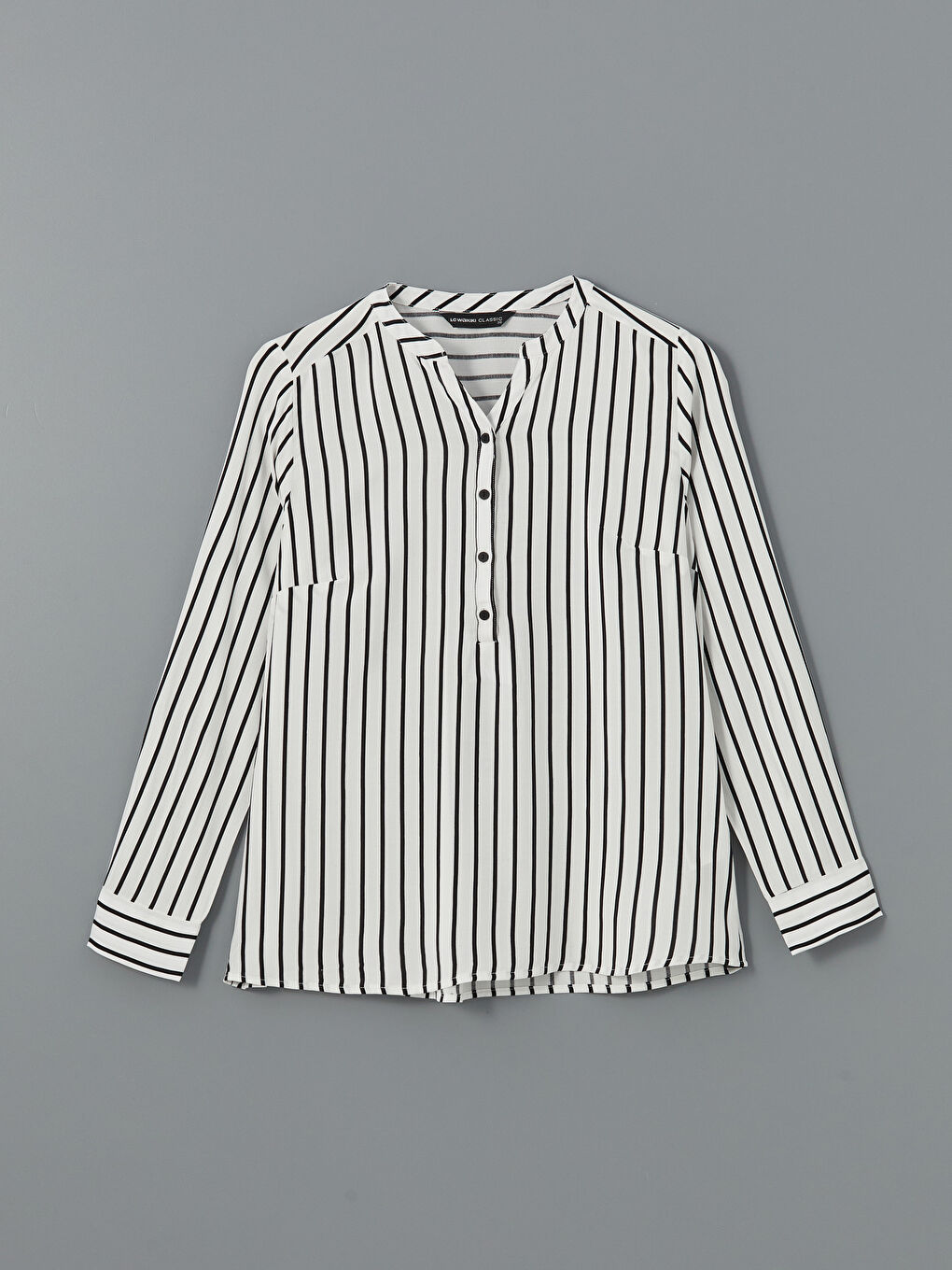 Notch Neck Striped Women's Blouse -S52363Z8-LEG