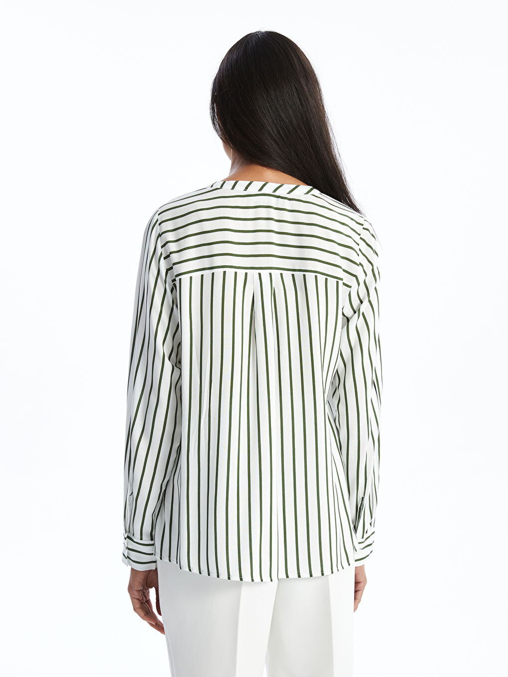 Notch Neck Striped Women's Blouse -S52363Z8-LFT
