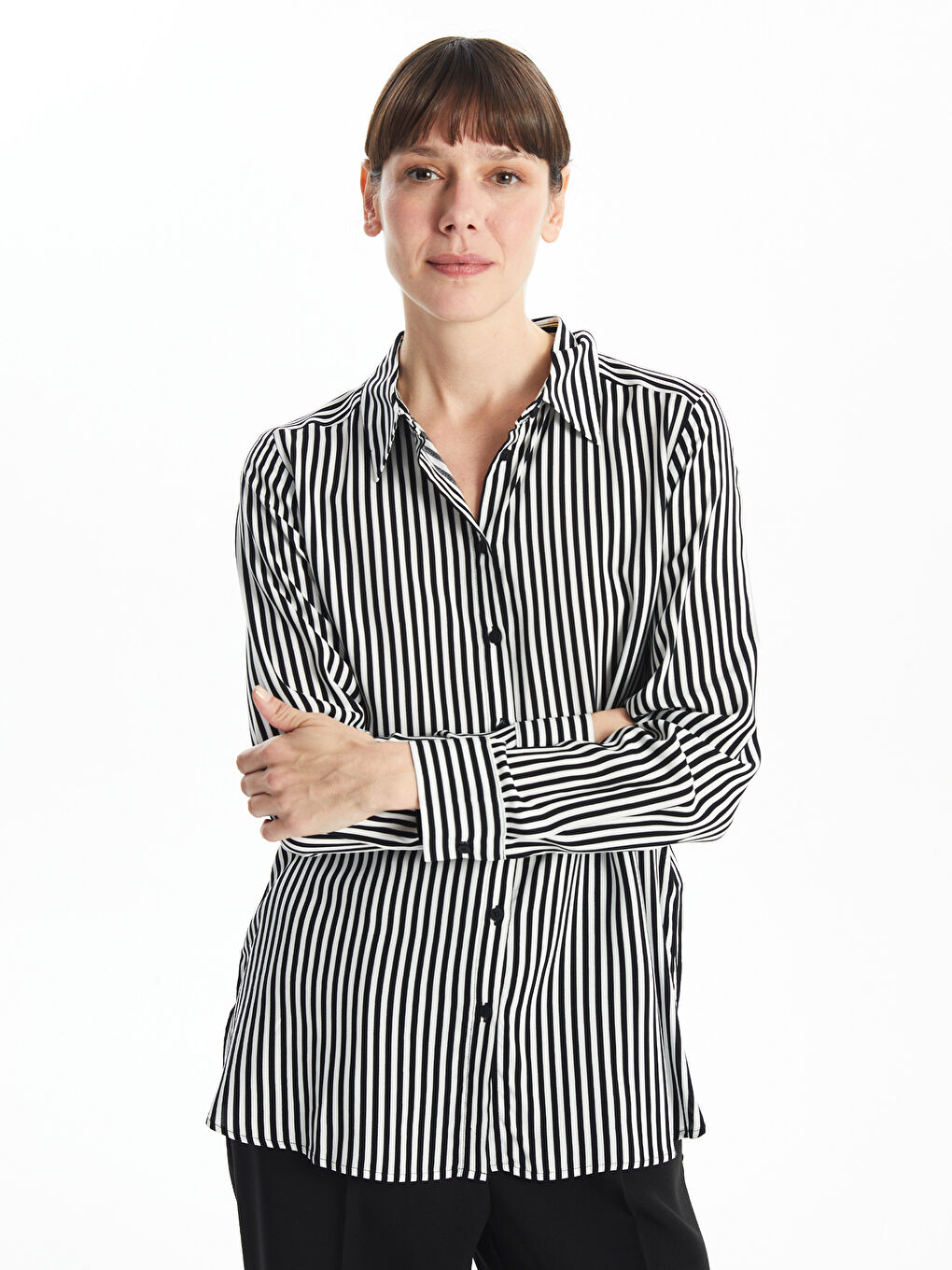 Loose Fit Pleated Women's Shirt -S52364Z8-LEG