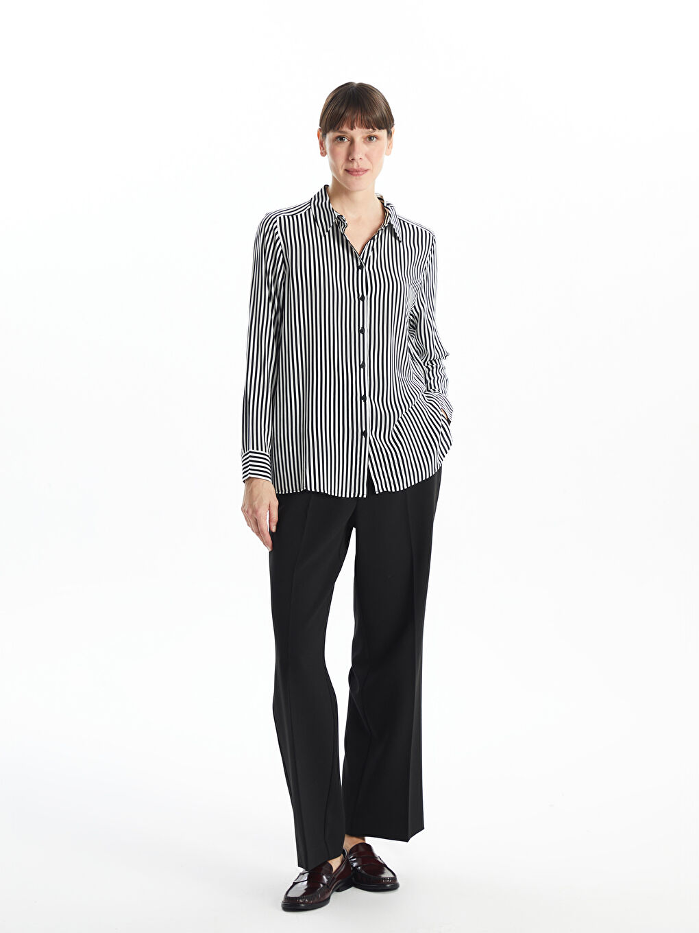 Loose Fit Pleated Women's Shirt -S52364Z8-LEG