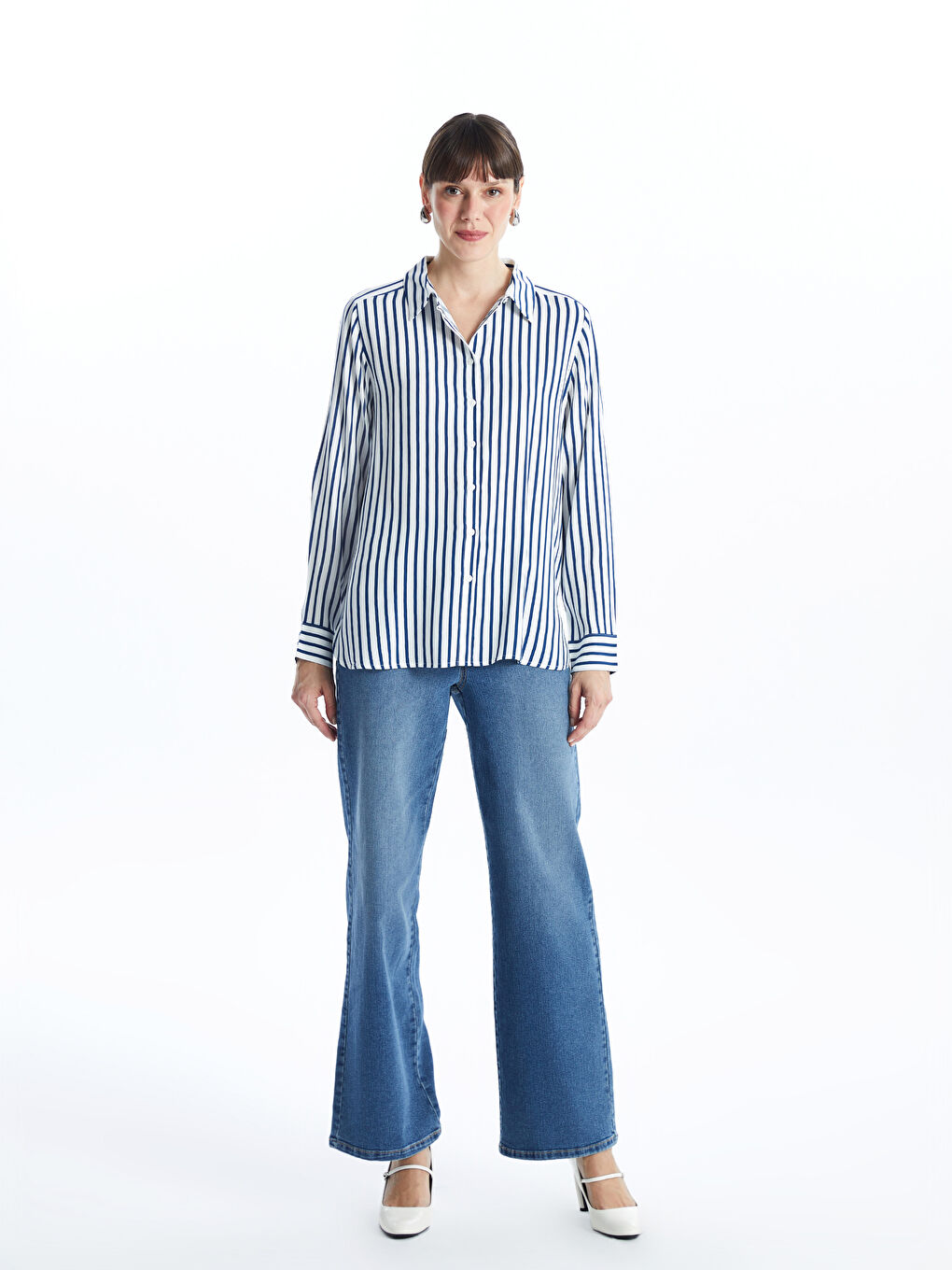 Loose Fit Pleated Women's Shirt -S52364Z8-LEN