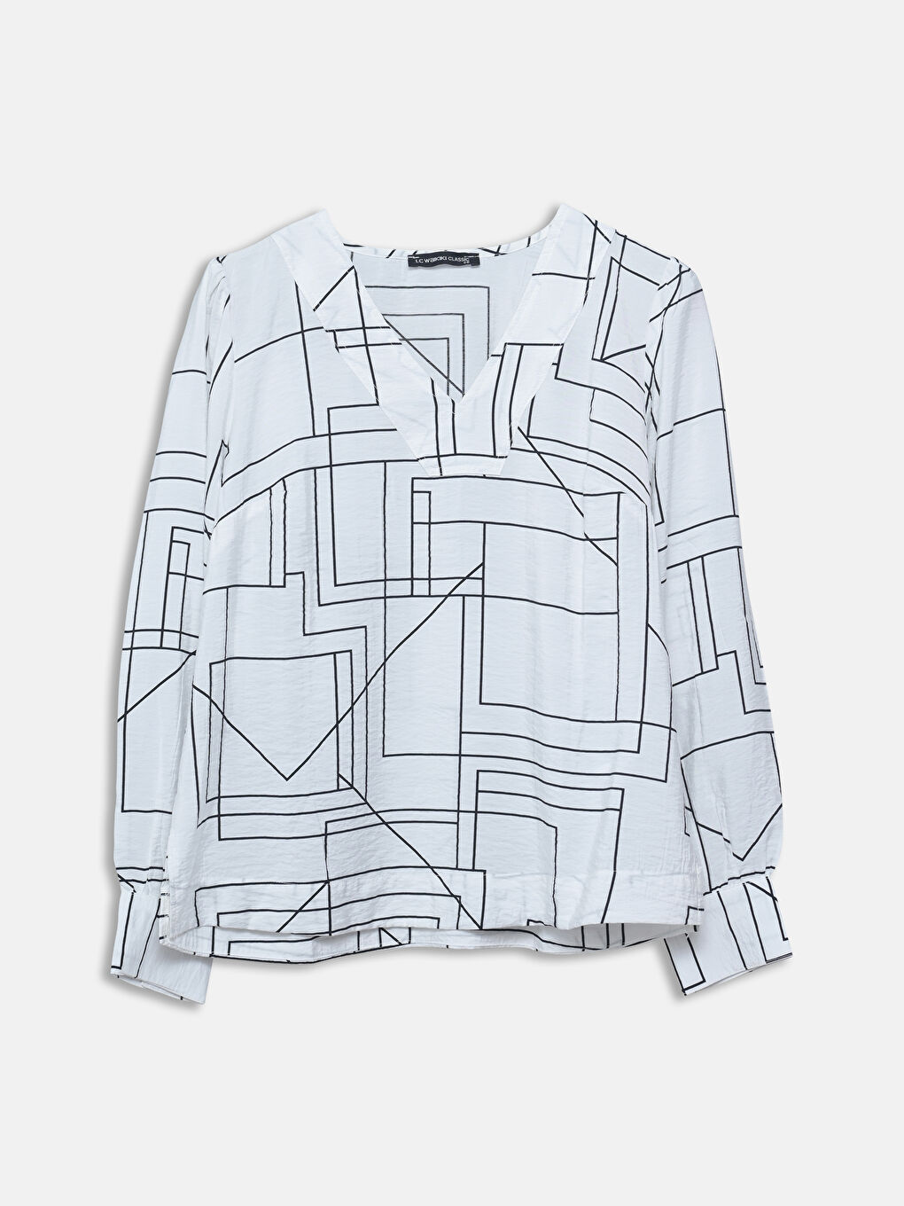Ženska dezenirana bluza sa V-izrezom -S52389Z8-LU7