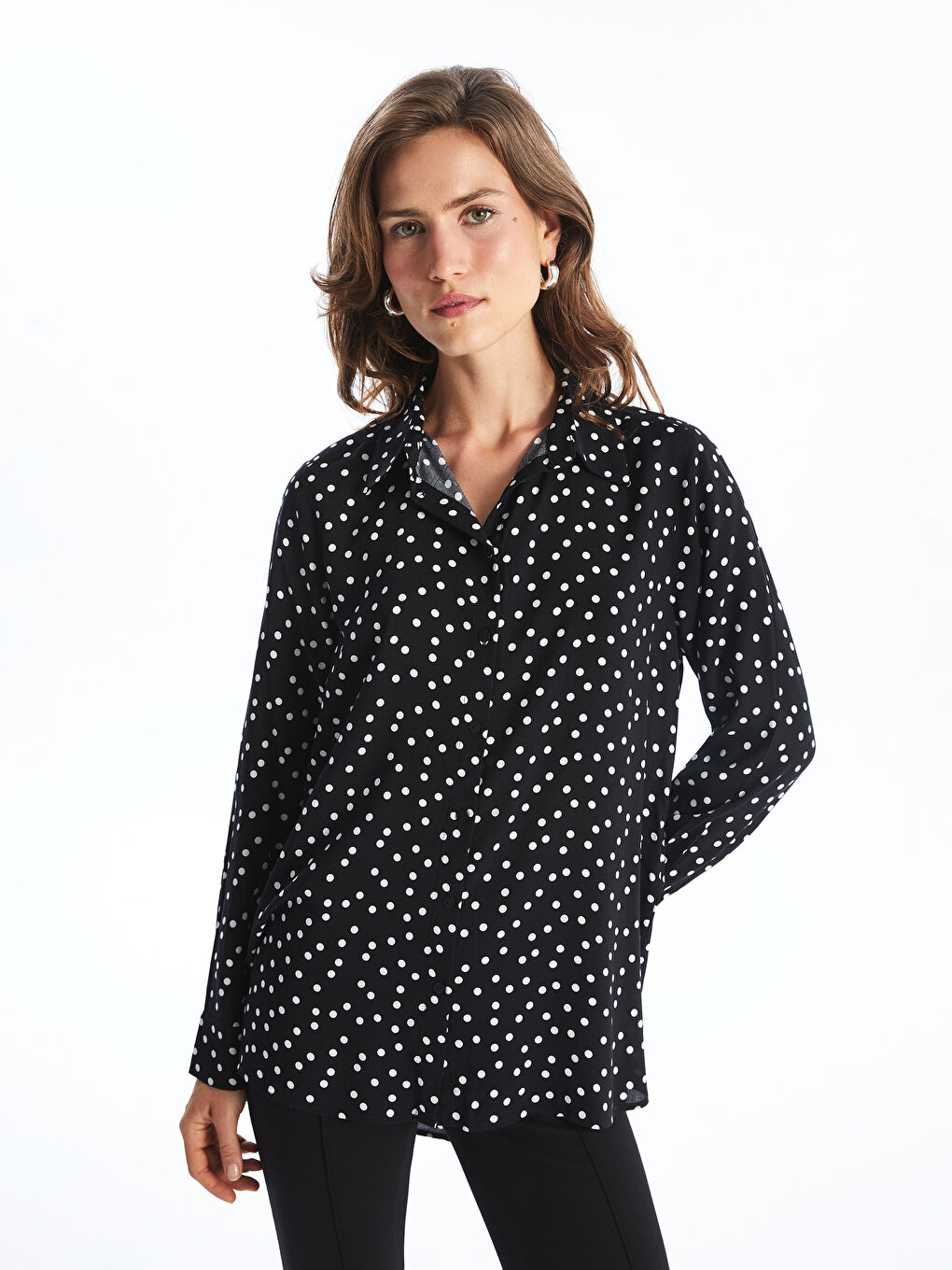 Polka Dot Long Sleeve Women's Shirt -S52390Z8-LQJ