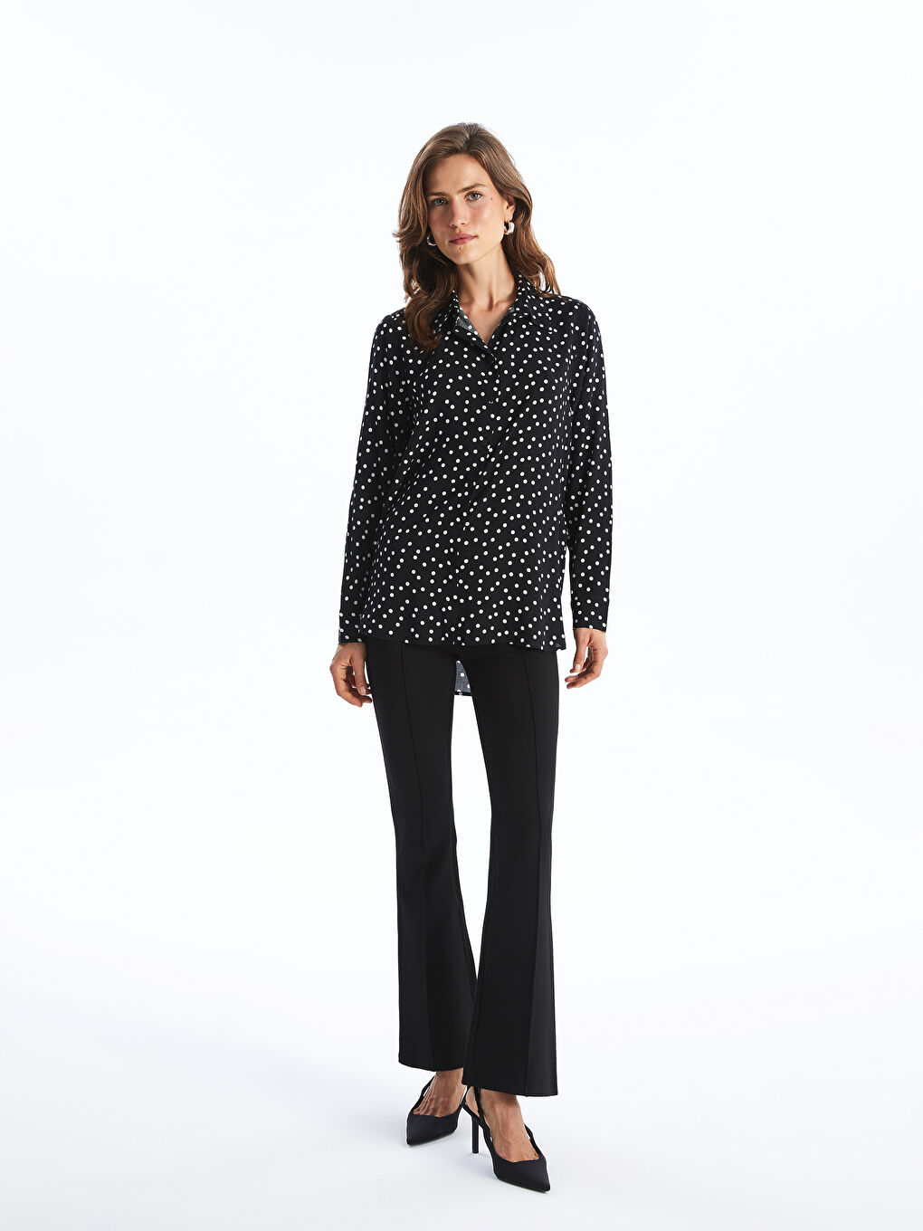 Polka Dot Long Sleeve Women's Shirt -S52390Z8-LQJ