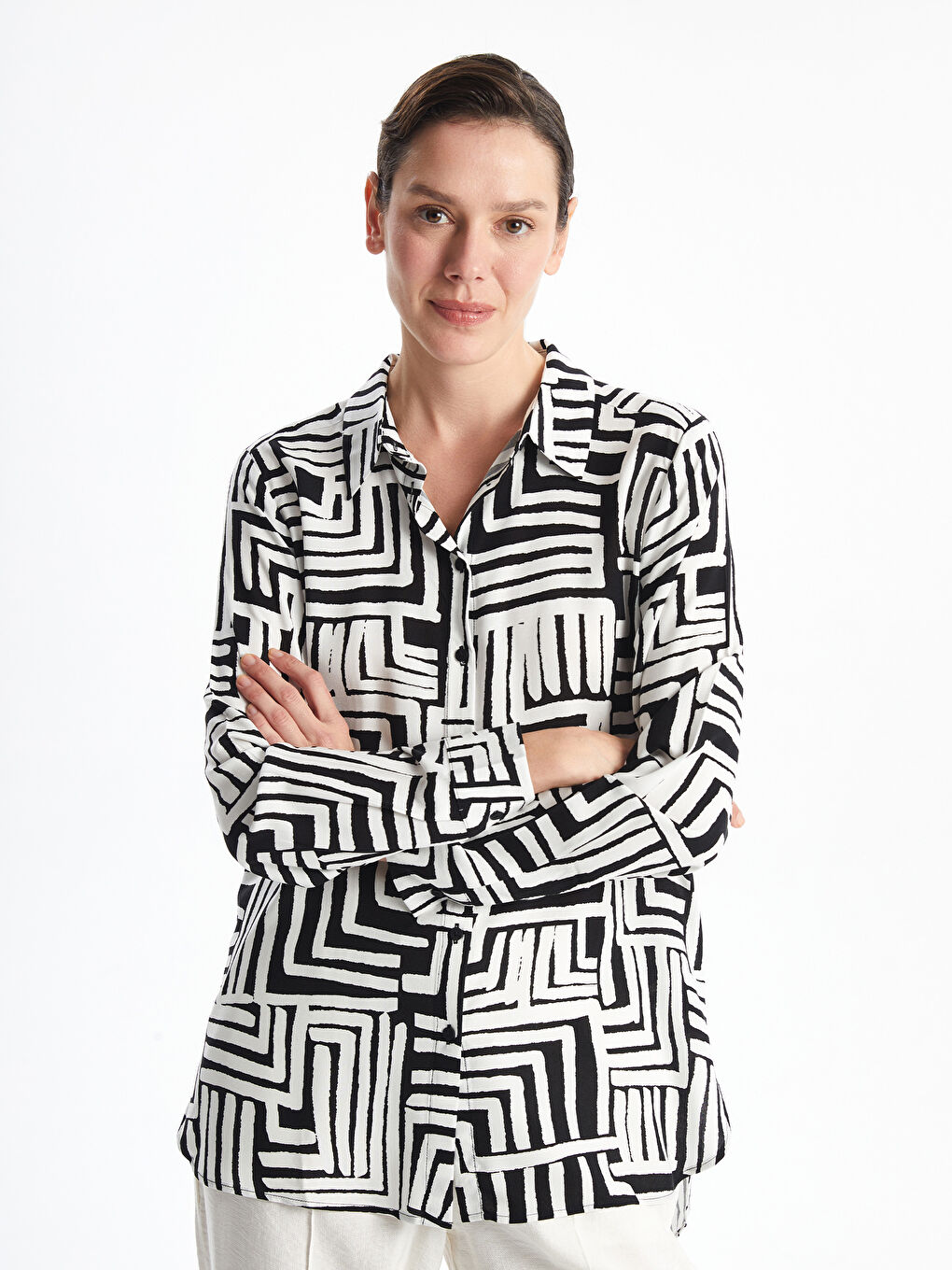 Patterned Women's Shirt -S52390Z8-LRA