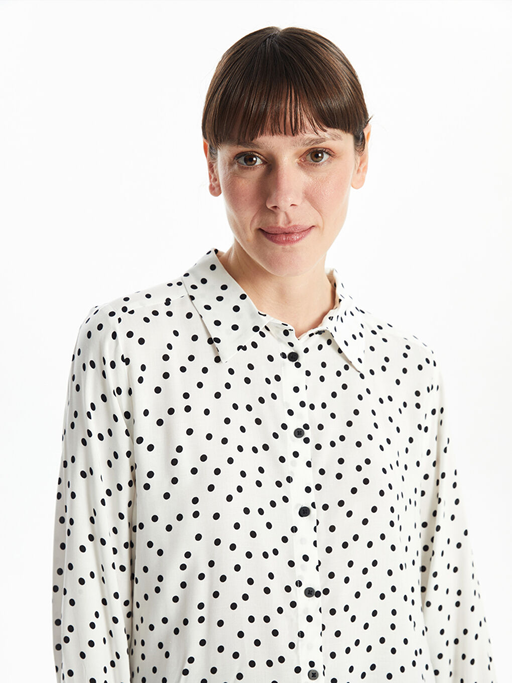 Polka Dot Long Sleeve Women's Shirt -S52390Z8-VE4