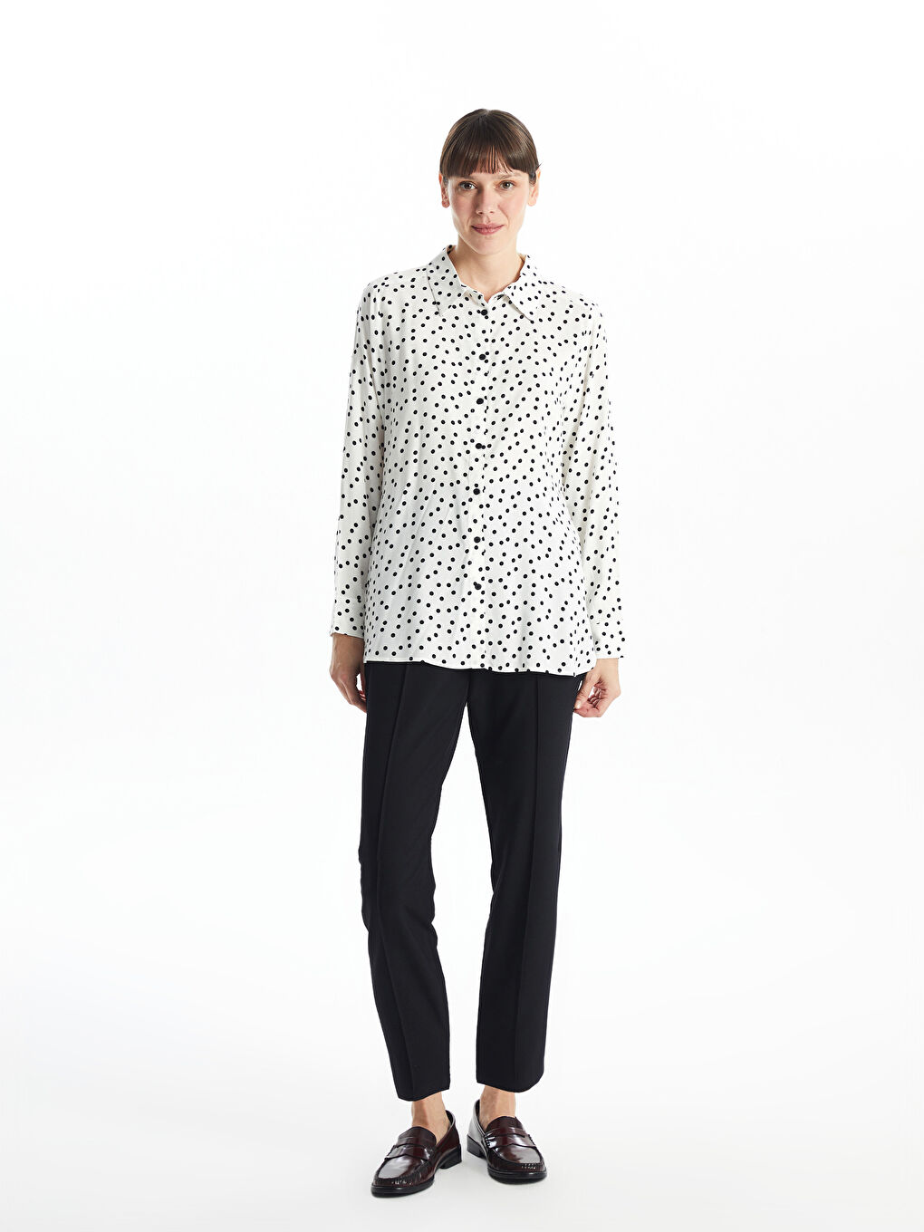 Polka Dot Long Sleeve Women's Shirt -S52390Z8-VE4