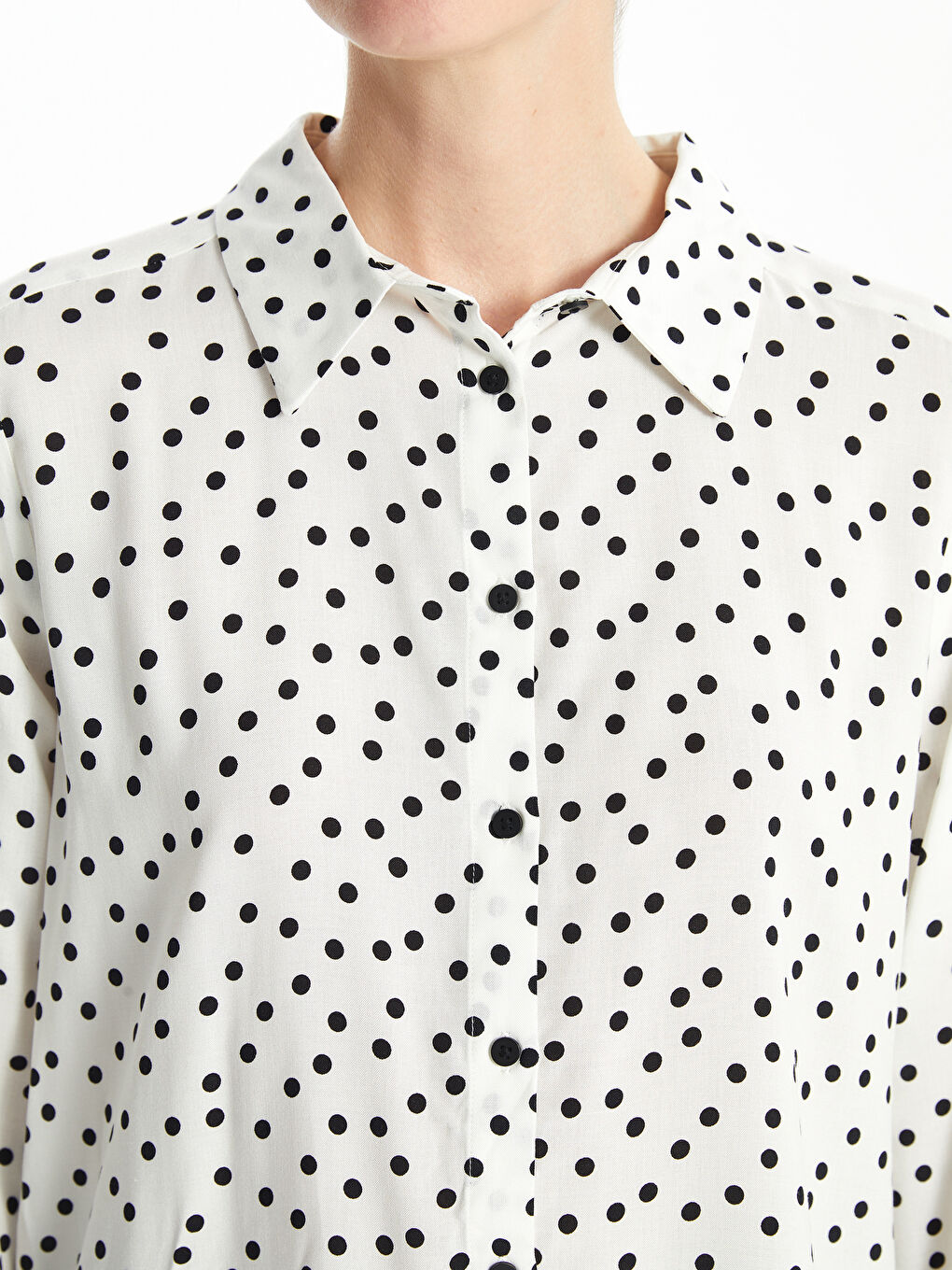 Polka Dot Long Sleeve Women's Shirt -S52390Z8-VE4