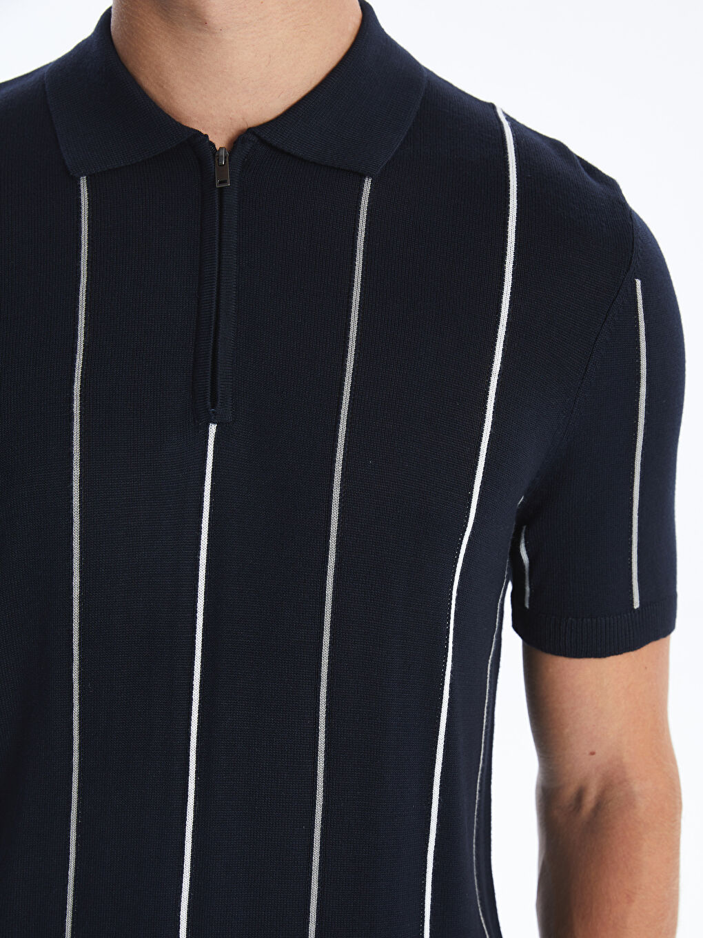 Zippered Polo Neck Men's Sweater-2