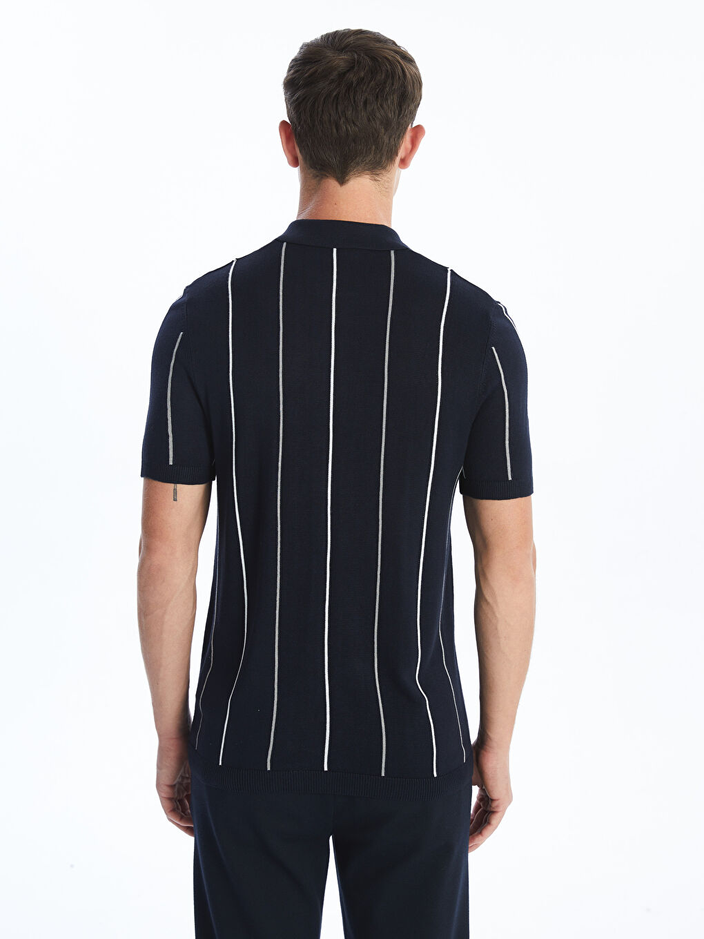 Zippered Polo Neck Men's Sweater-3