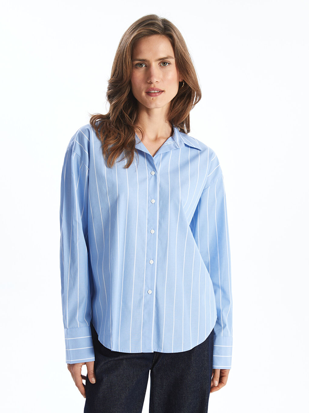 Striped Poplin Women's Shirt -S52393Z8-LEN
