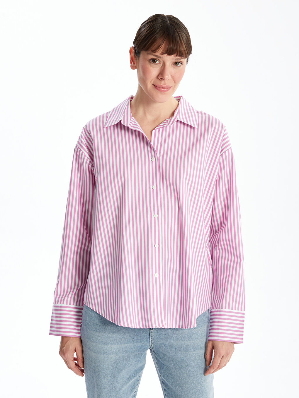Striped Poplin Women's Shirt -S52393Z8-LHK