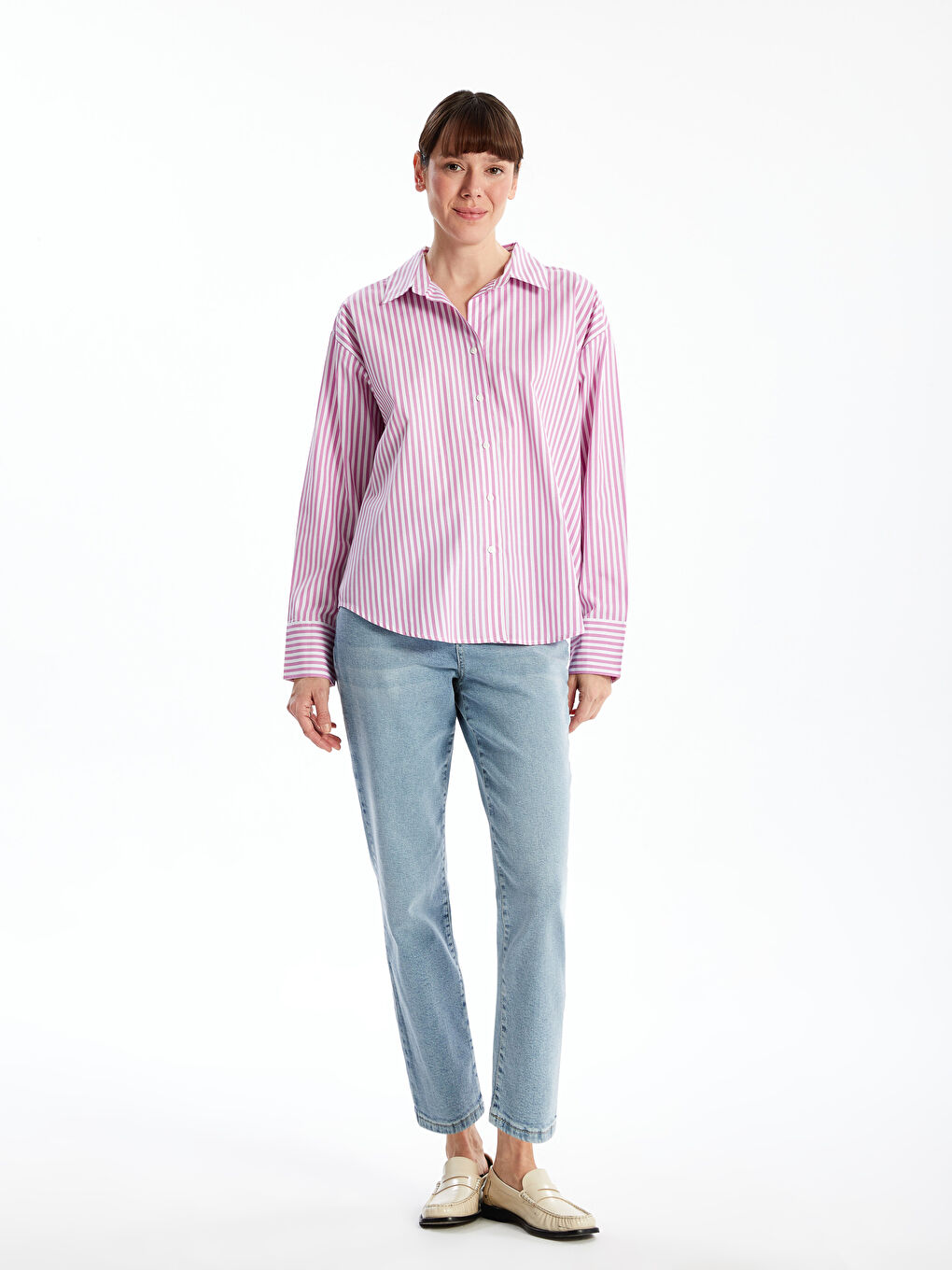 Striped Poplin Women's Shirt -S52393Z8-LHK