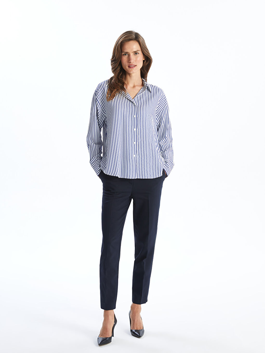 Loose Fit Jacquard Women's Shirt -S52394Z8-LEN