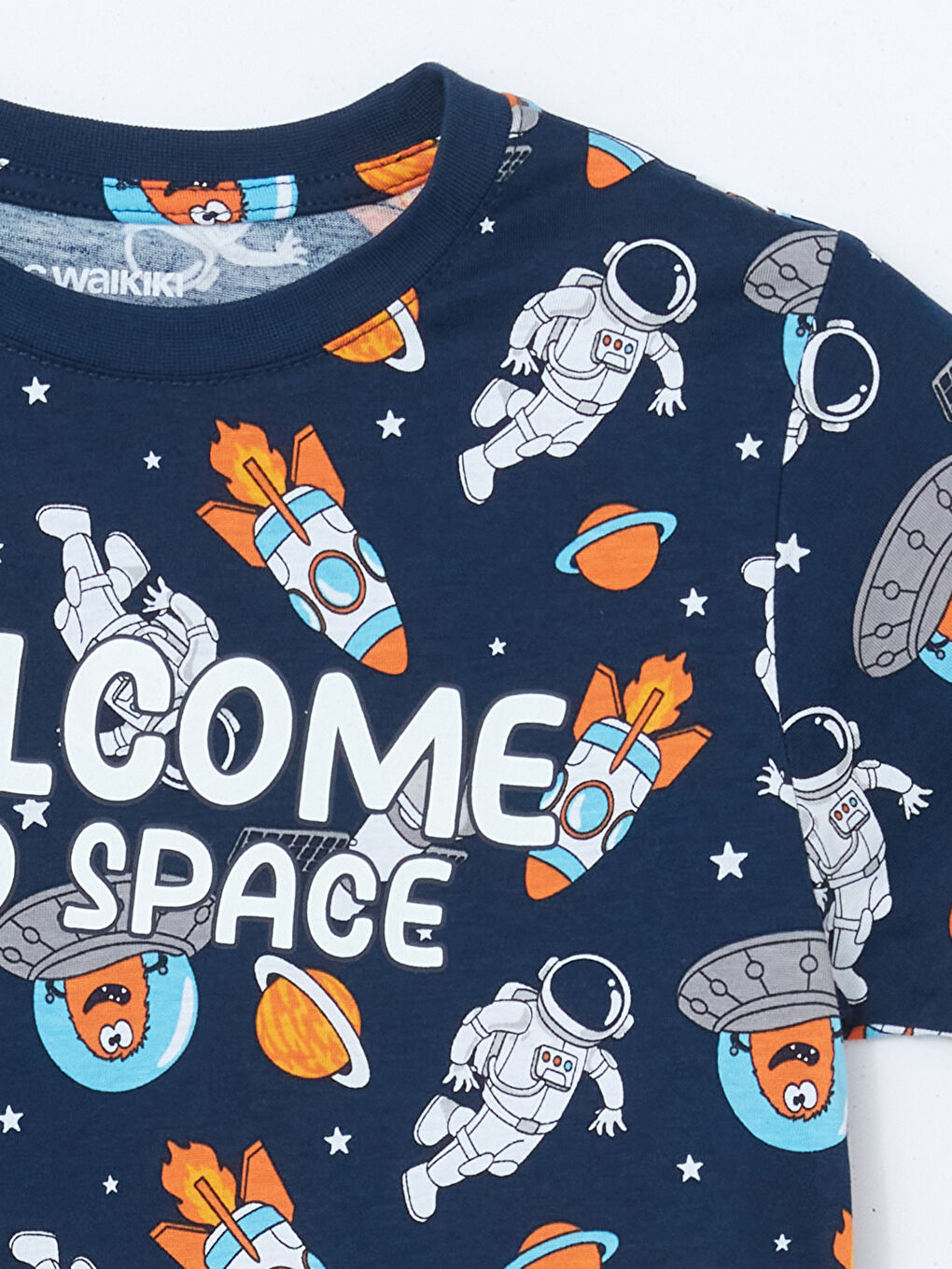 Lacivert Bisiklet Yaka Erkek Çocuk Pijama Üst-1