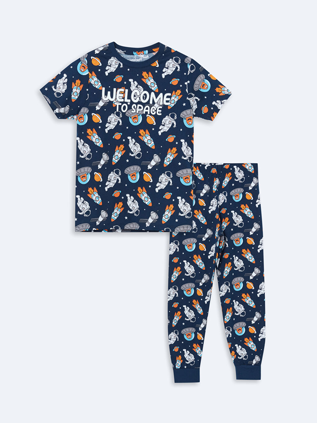 LCW Kids Lacivert Bisiklet Yaka Erkek Çocuk Pijama Takımı